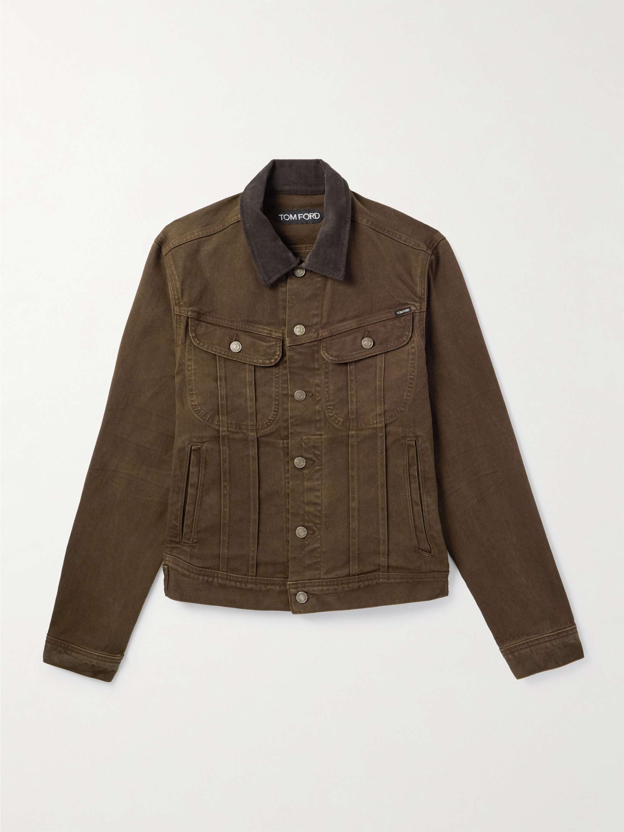 Icon Cotton-Blend Corduroy-Trimmed Denim Jacket view