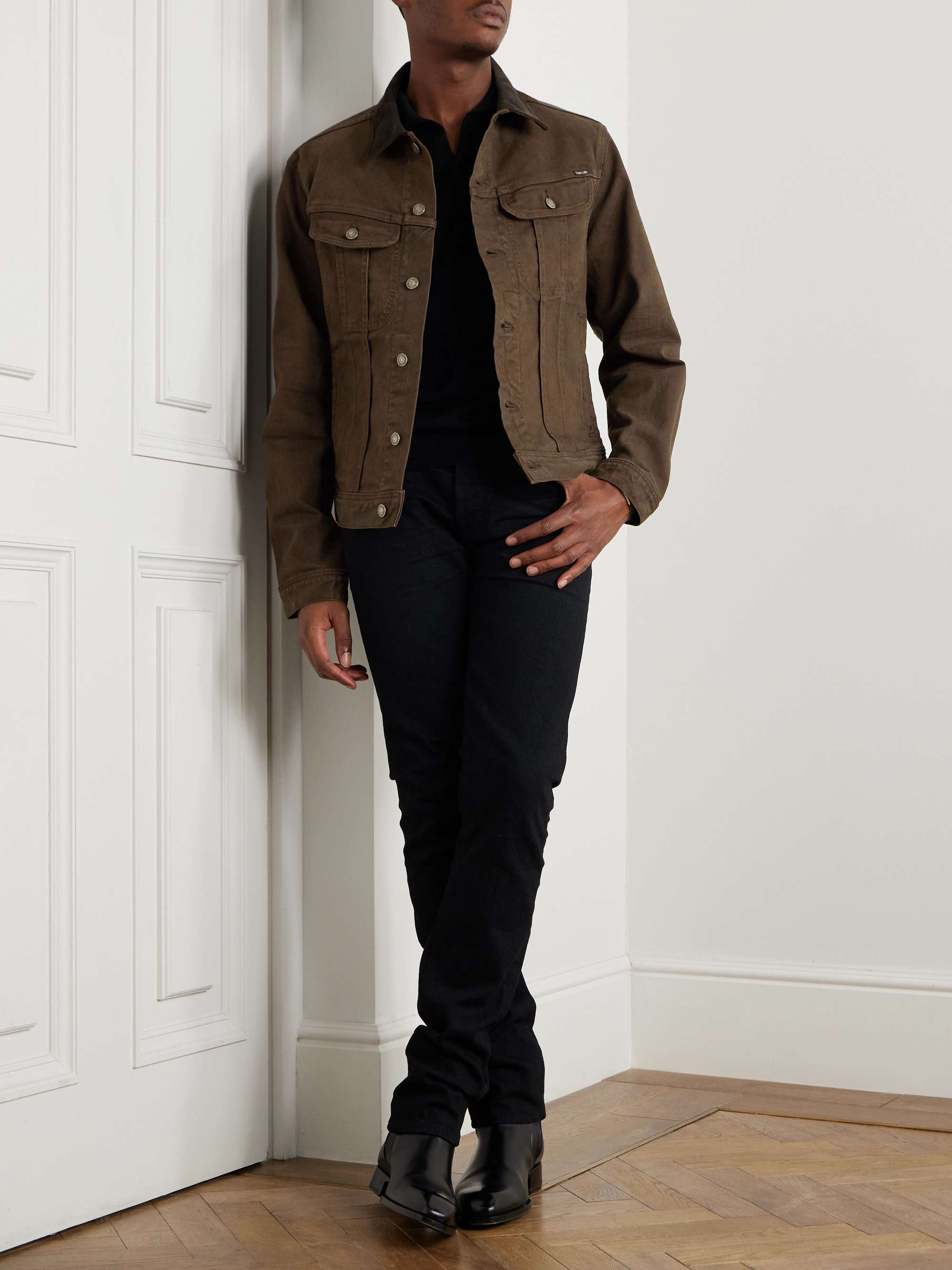 Icon Cotton-Blend Corduroy-Trimmed Denim Jacket view