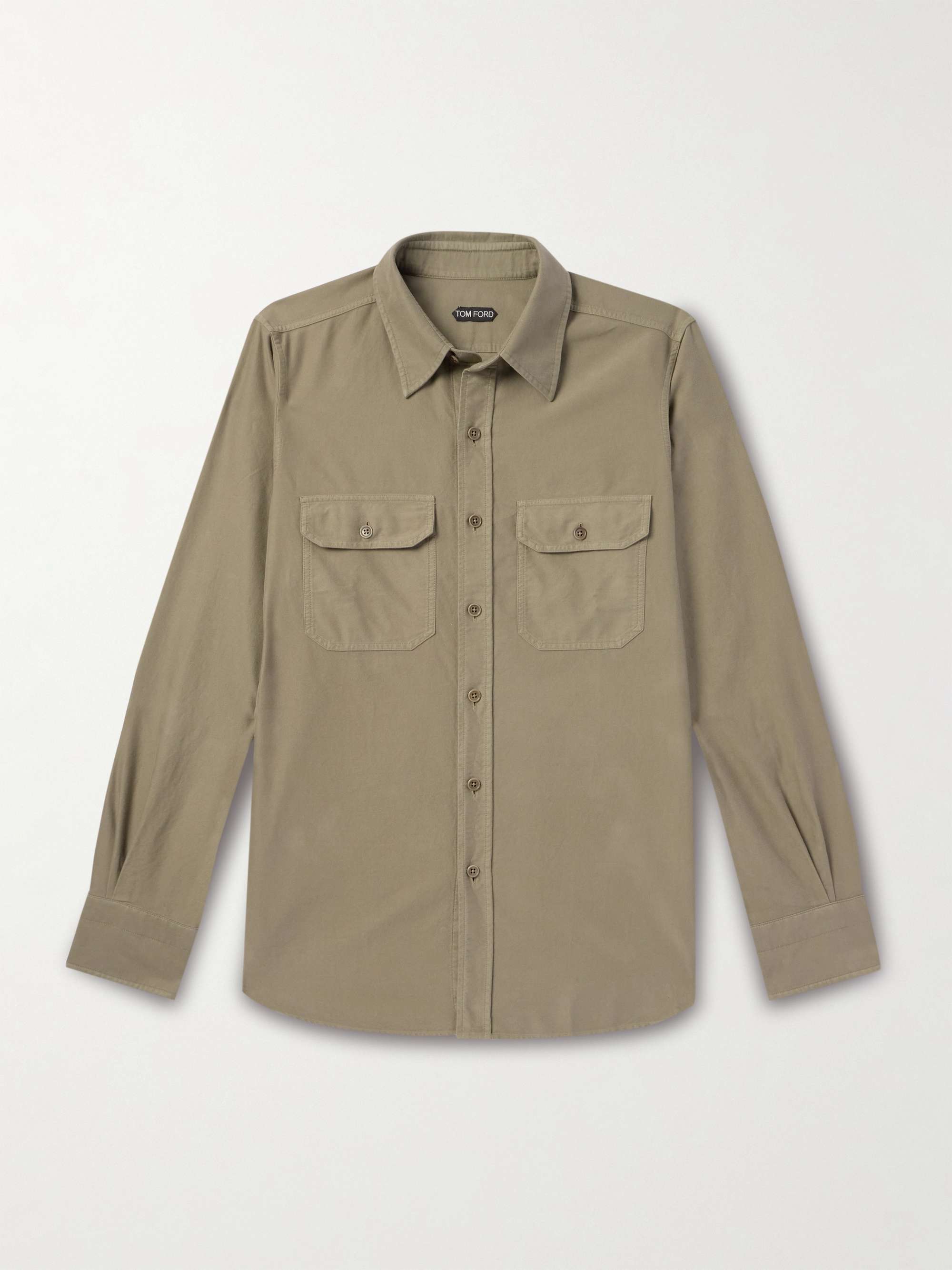 Slim-Fit Cotton-Moleskin Shirt view