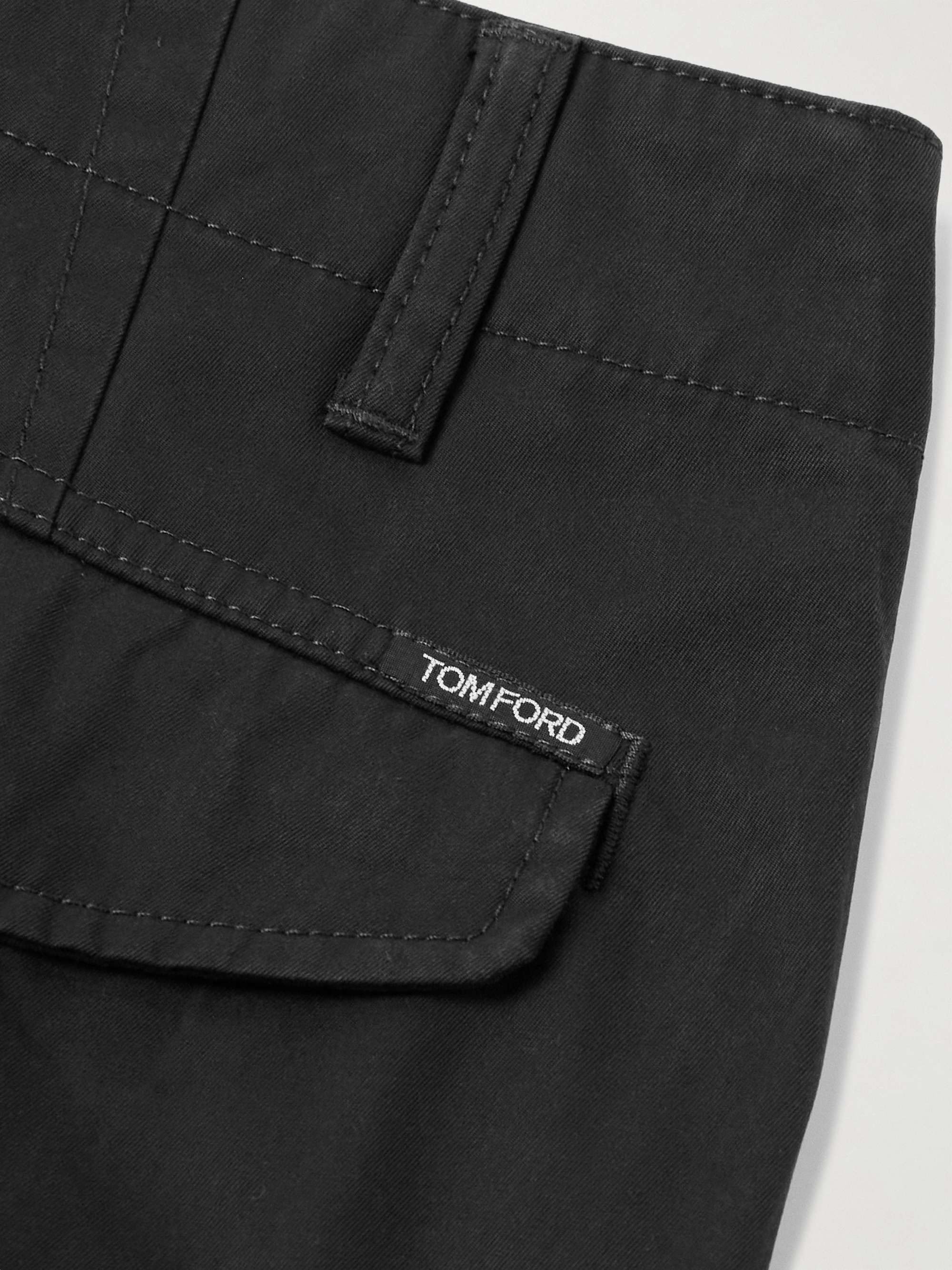 Straight-Leg Pleated Cotton-Twill Cargo Trousers view