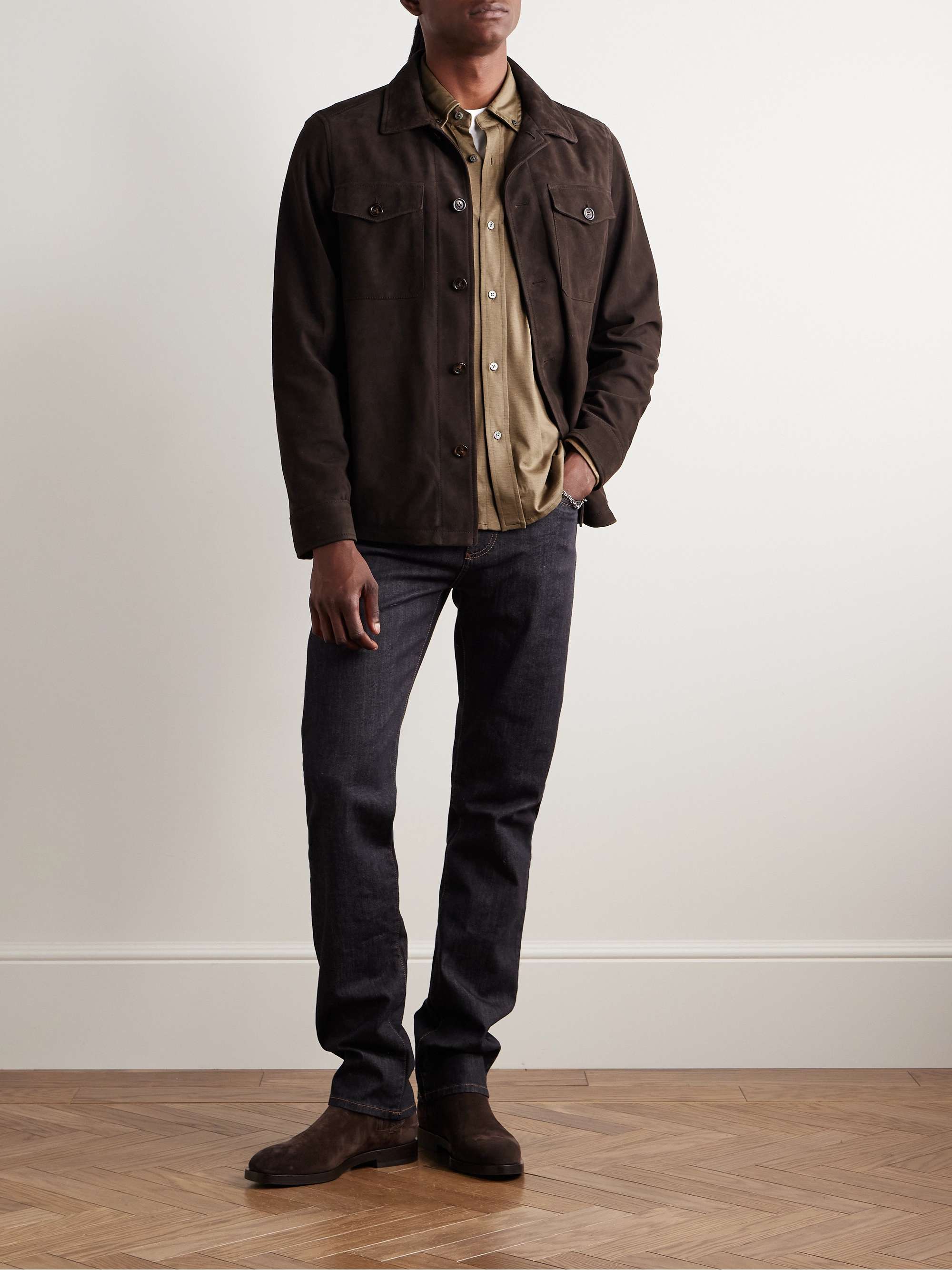 Button-Down Collar Silk and Cotton-Blend Shirt view