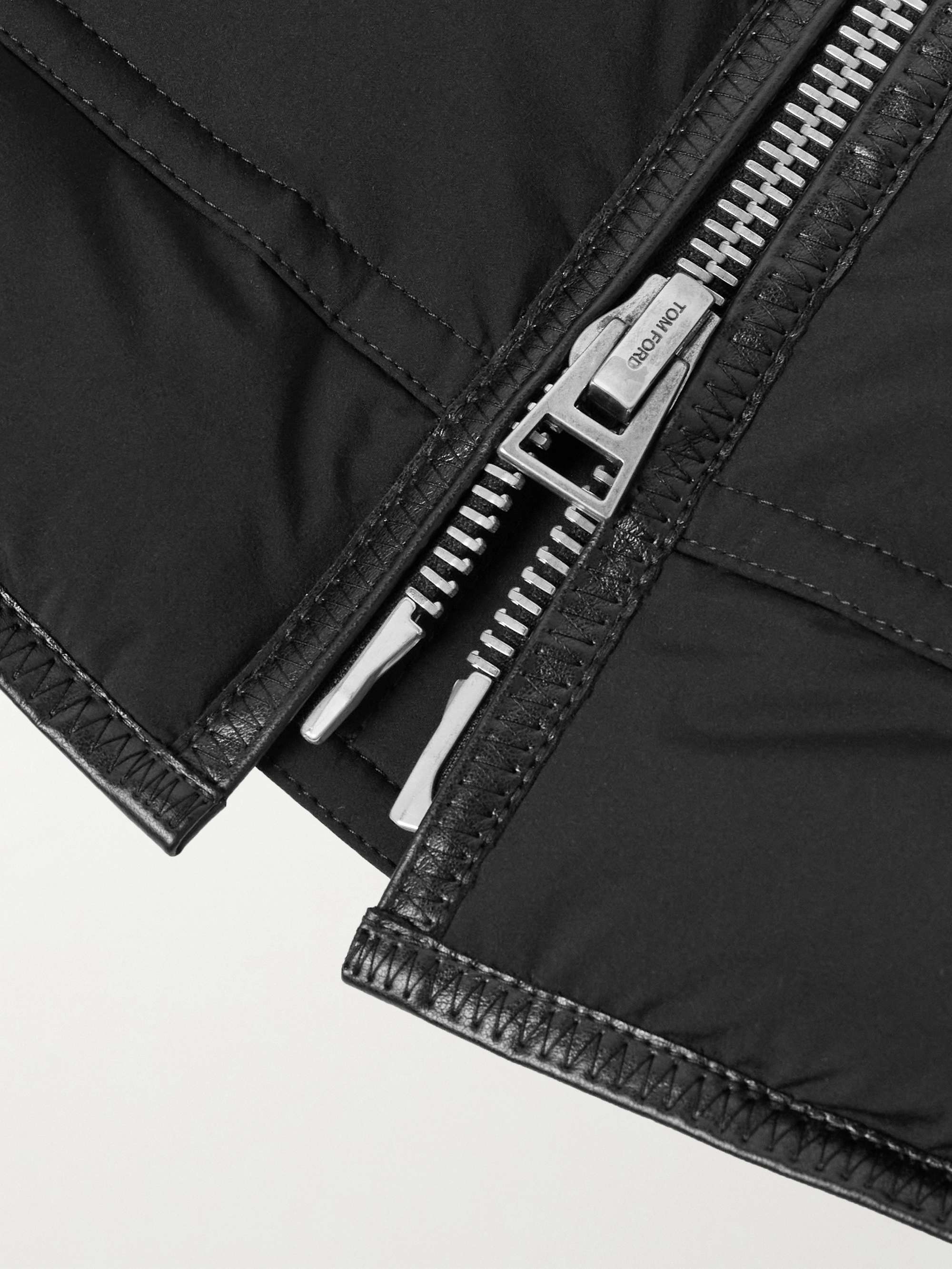 Slim-Fit Full-Grain Leather-Trimmed Quilted Stretch-Shell Down Gilet view