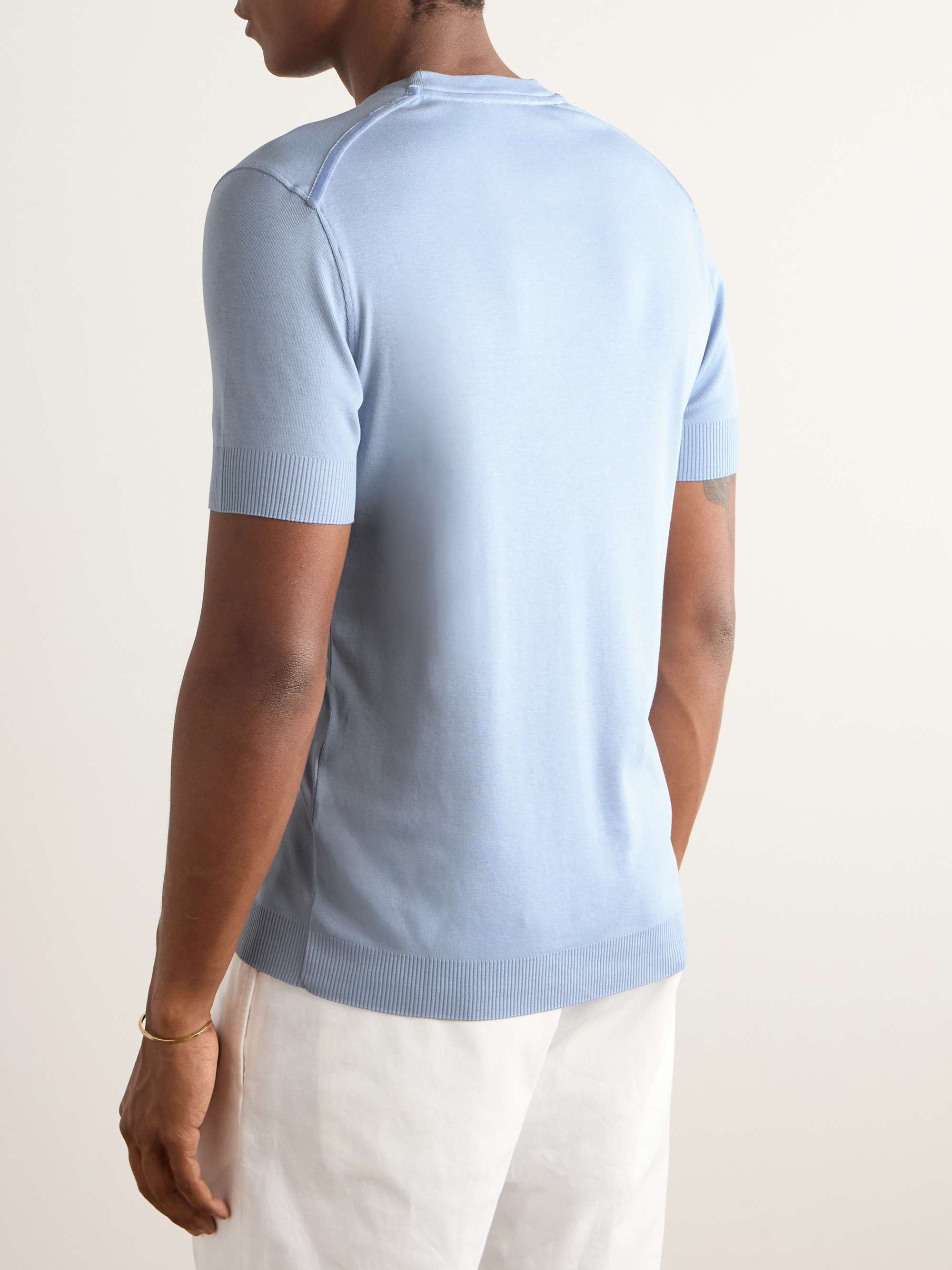 Placed Rib Lyocell and Cotton-Blend T-Shirt view