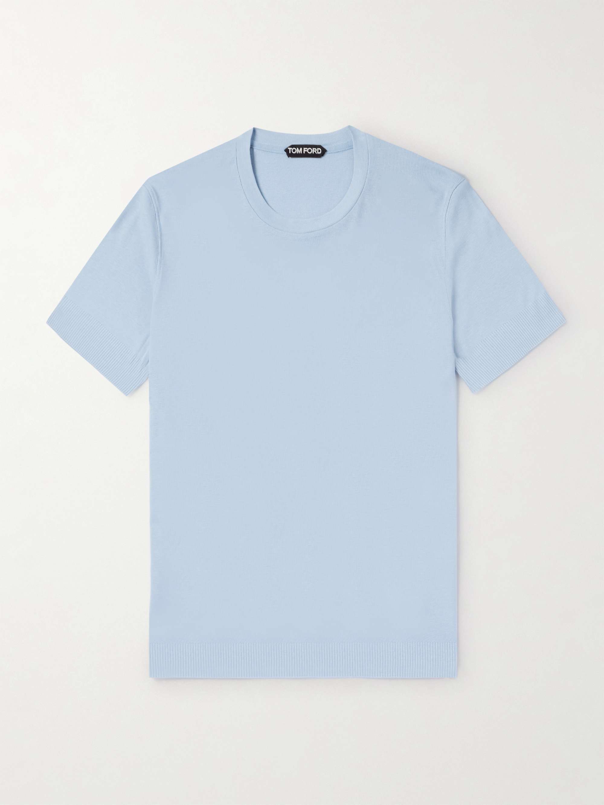 Placed Rib Lyocell and Cotton-Blend T-Shirt view