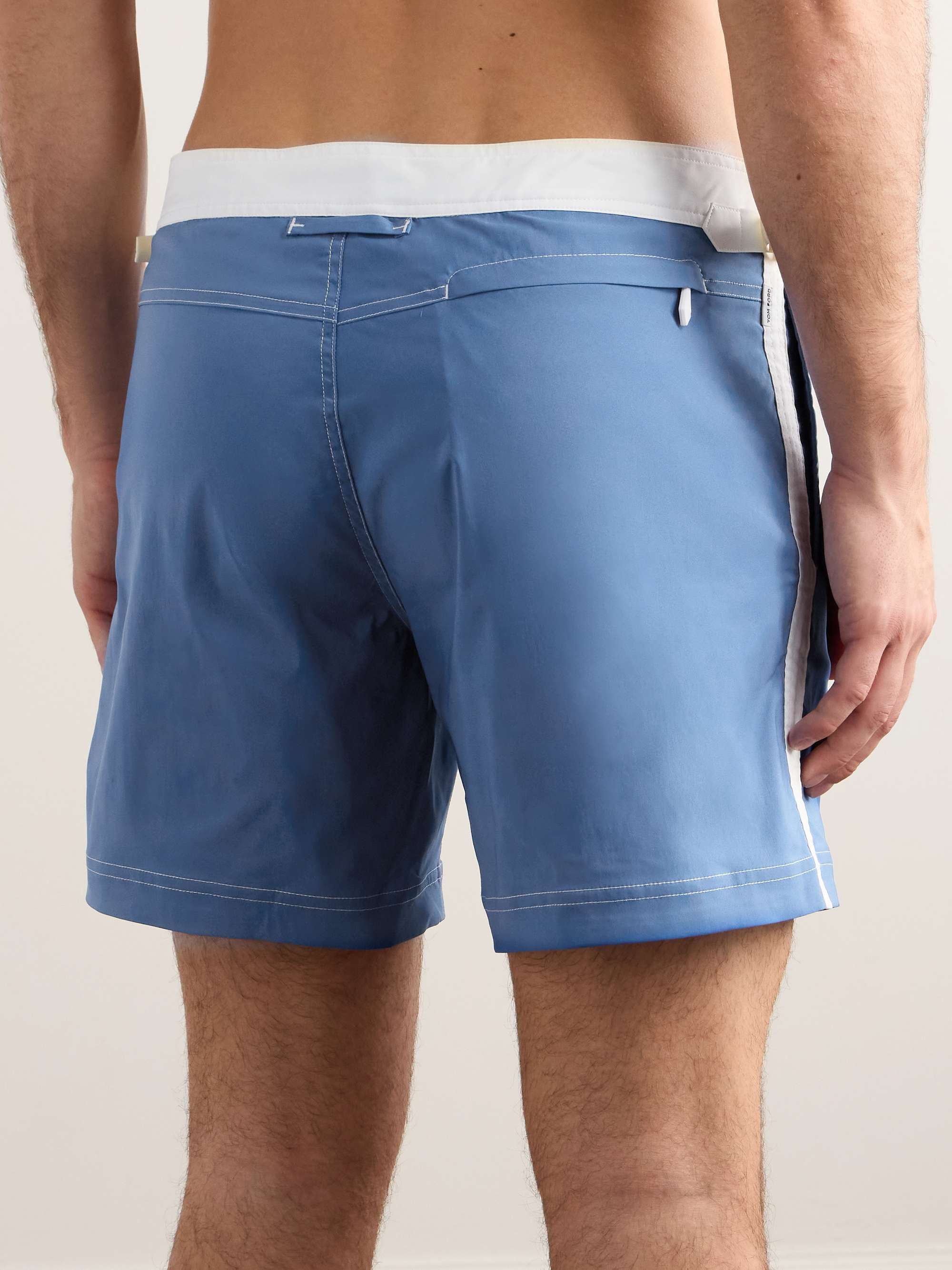 Slim-Fit Mid-Length Striped Swim Shorts view
