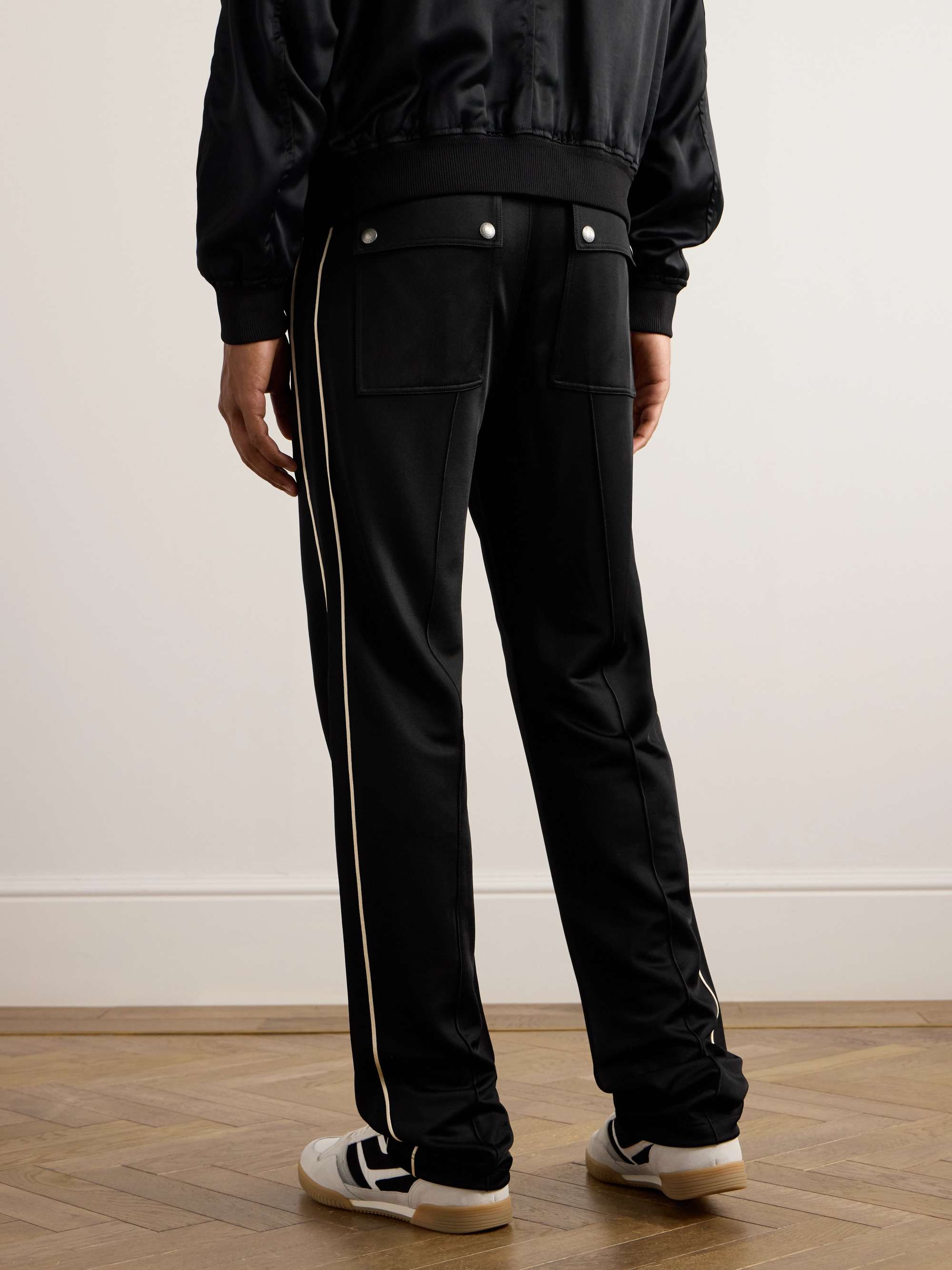 Straight-Leg Piped Tech-Jersey Track Pants view