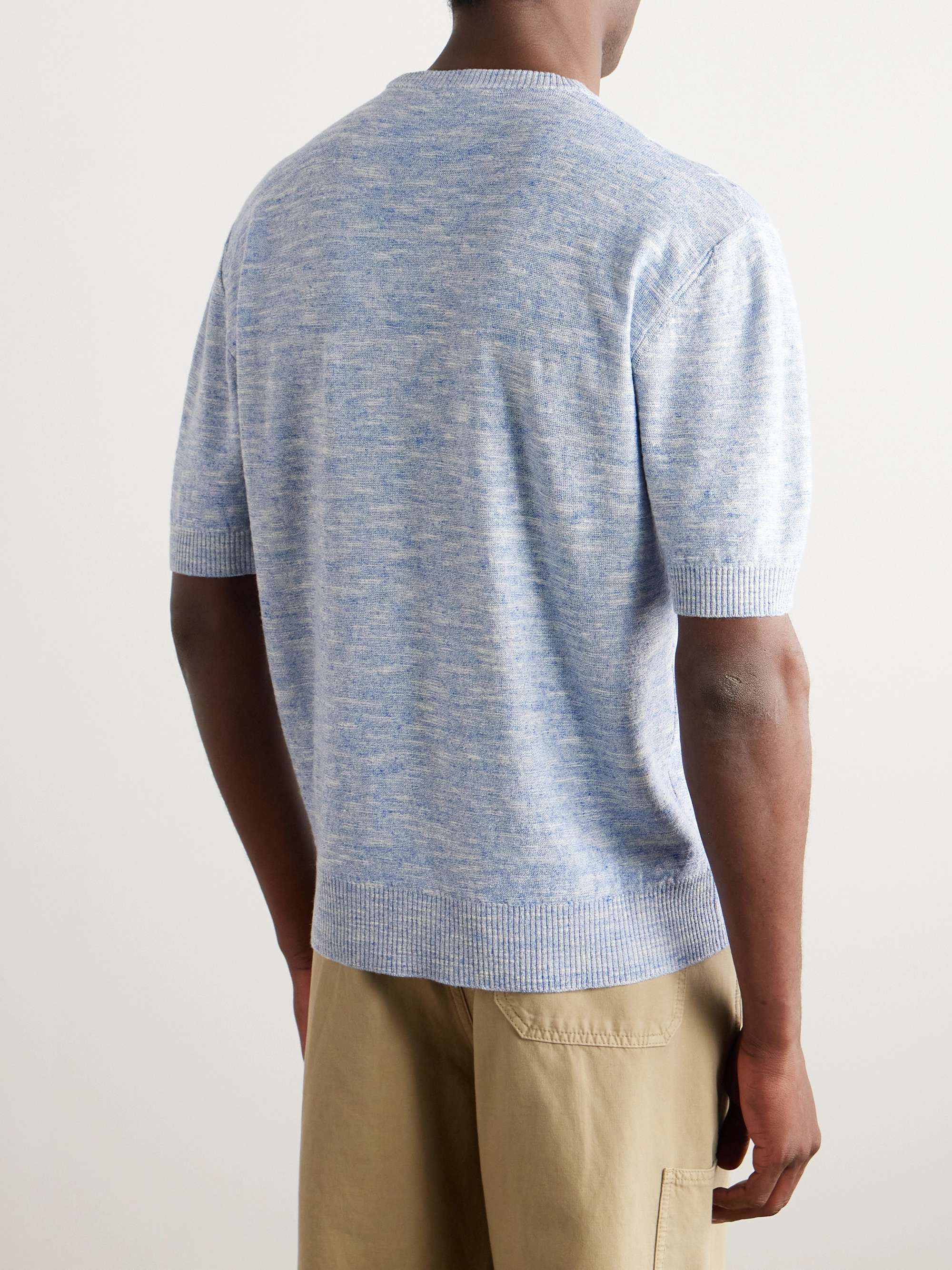 Tori Ribbed Linen and Silk-Blend T-Shirt view