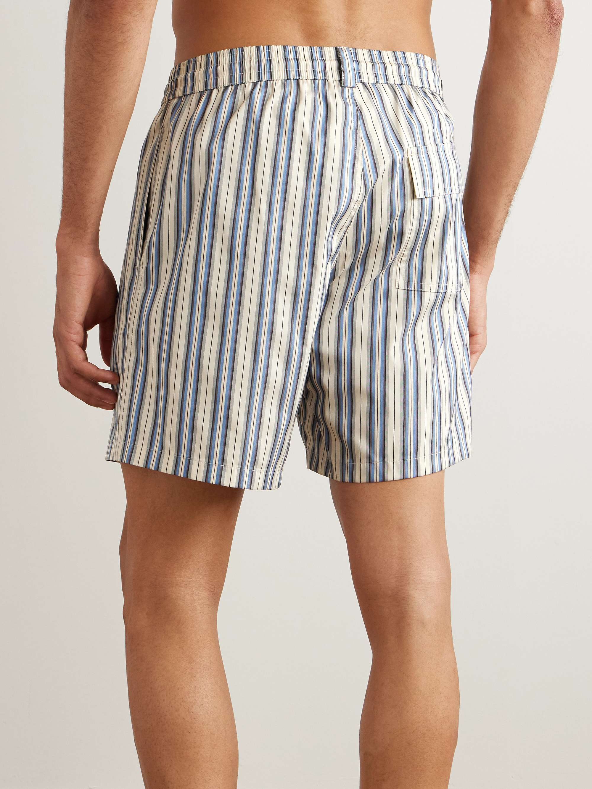 Bay Vintage Straight-Leg Mid-Length Logo-Print Striped Swim Shorts view