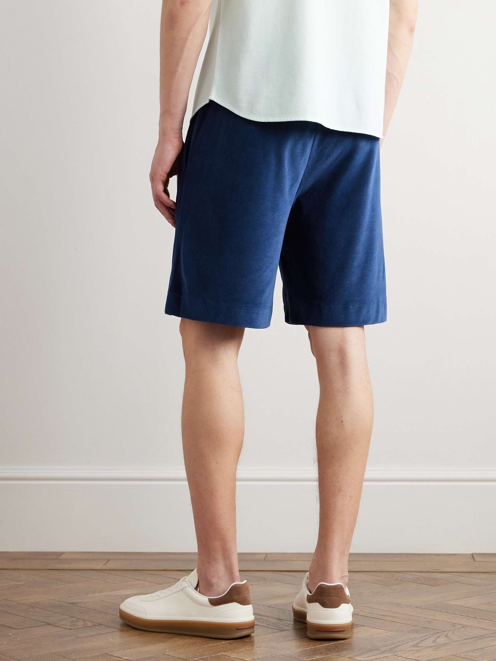 Straight-Leg Cotton and Silk-Blend Chenille Drawstring Bermuda Shorts view