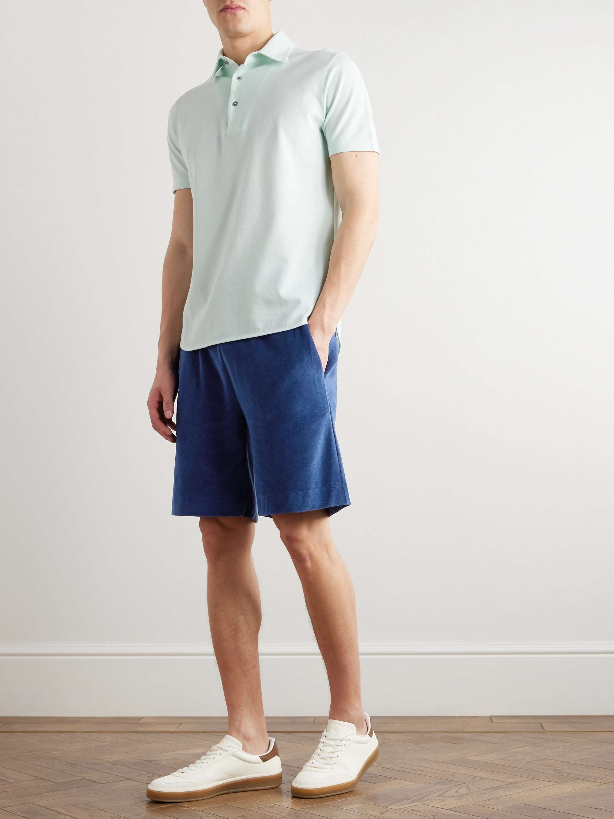 Straight-Leg Cotton and Silk-Blend Chenille Drawstring Bermuda Shorts view