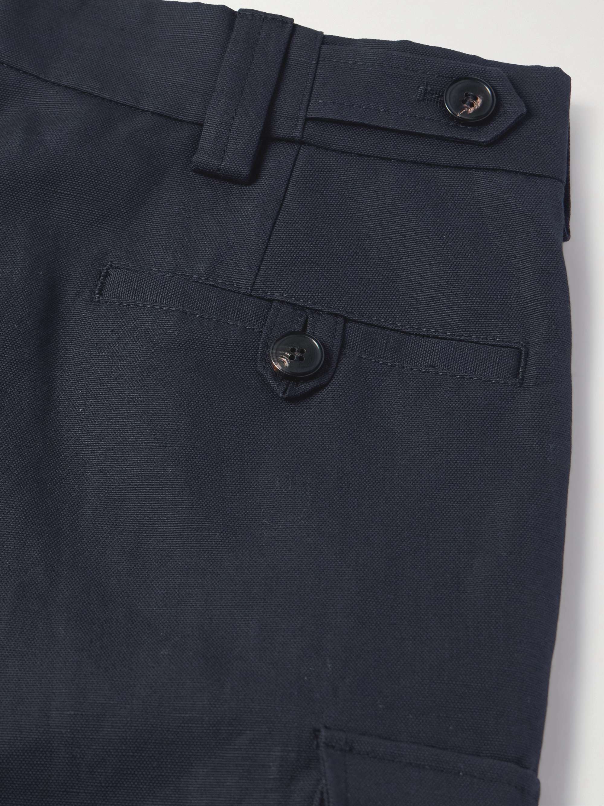 Bizen Wide-Leg Cotton and Linen-Blend Canvas Cargo Shorts view
