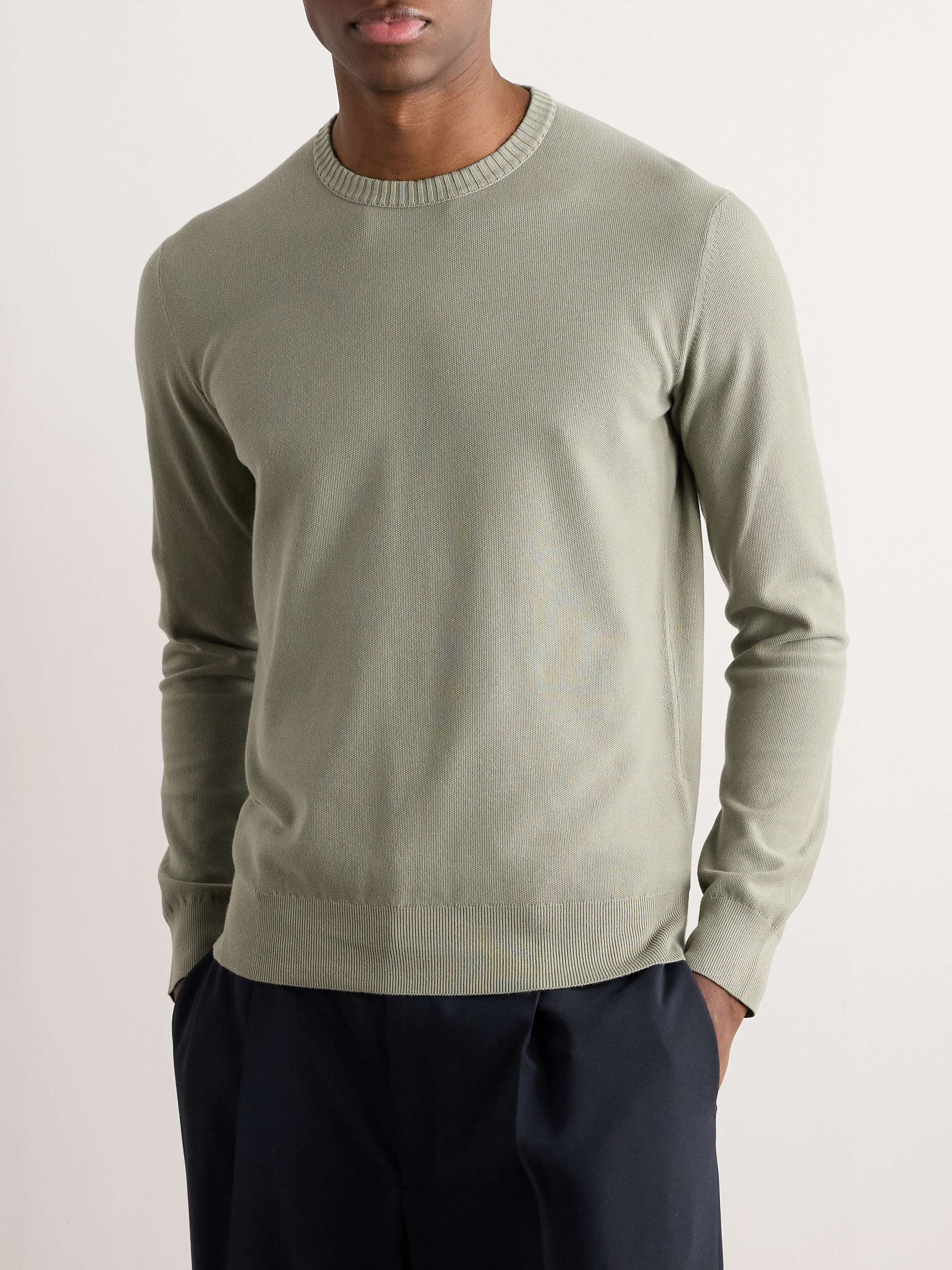 Cotton and Silk-Blend Piqué Sweater view