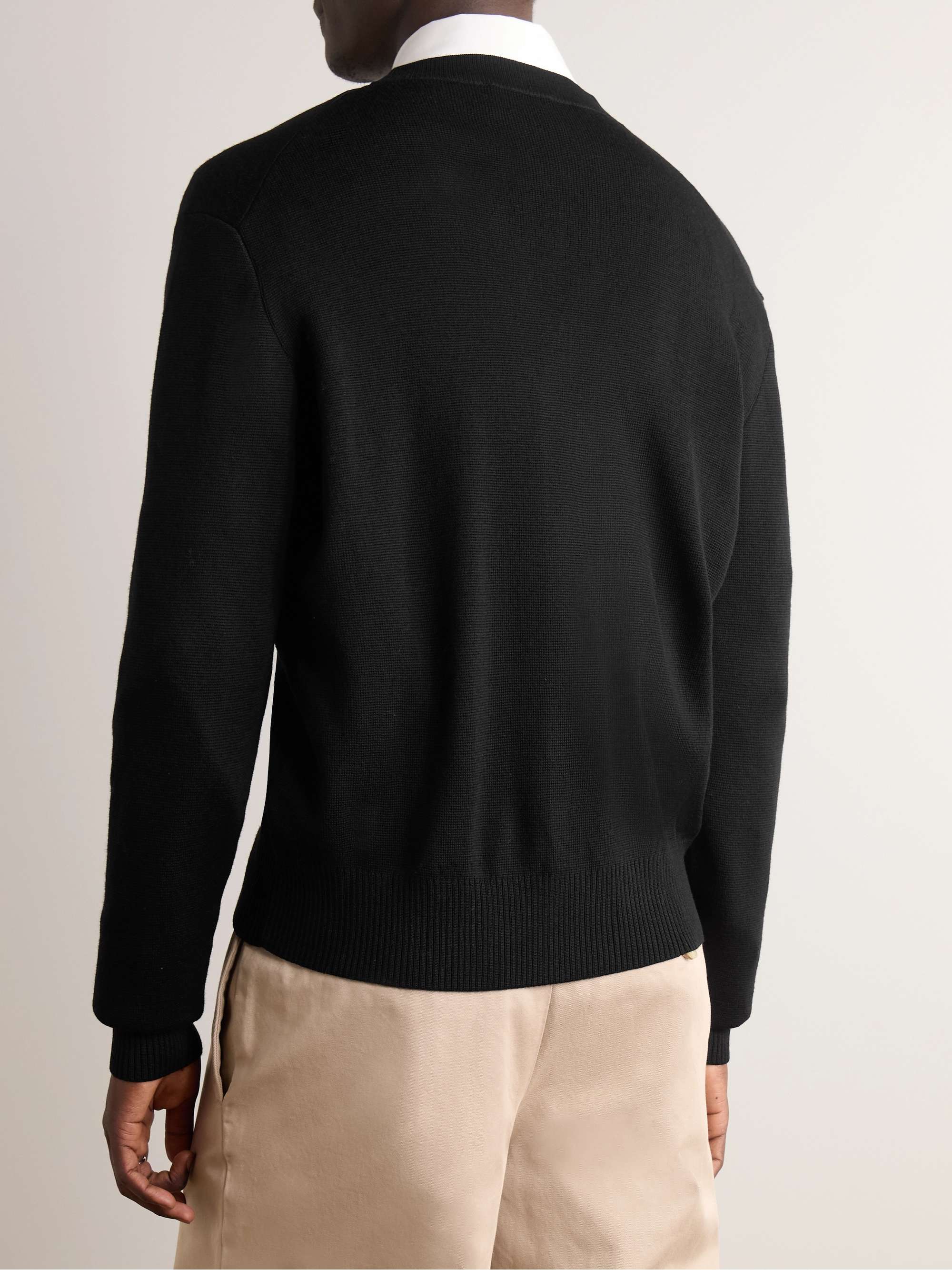 Logo-Embroidered Virgin Wool Cardigan view