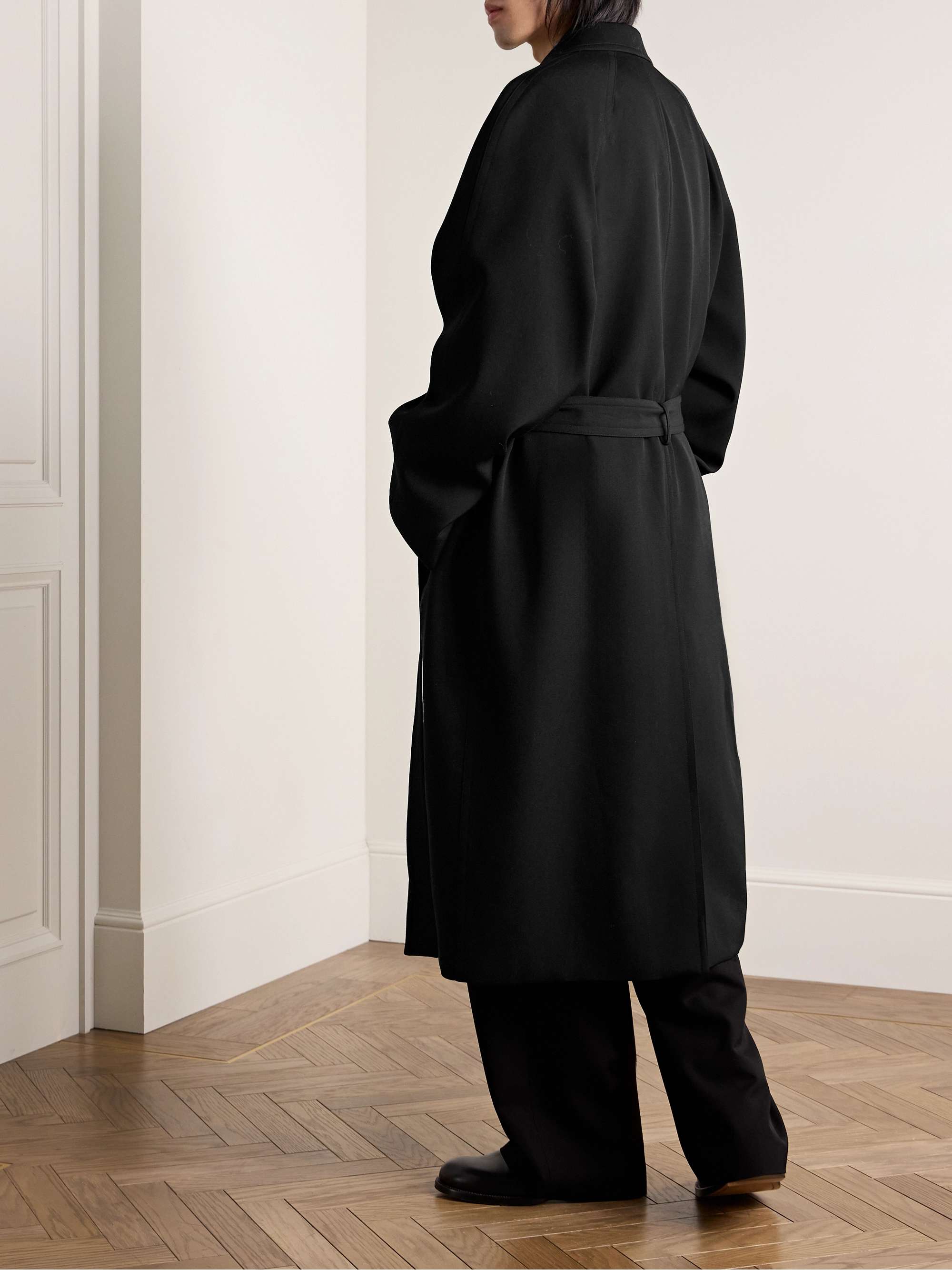 Kolden Belted Double-Breasted Grain De Poudre Wool Coat view