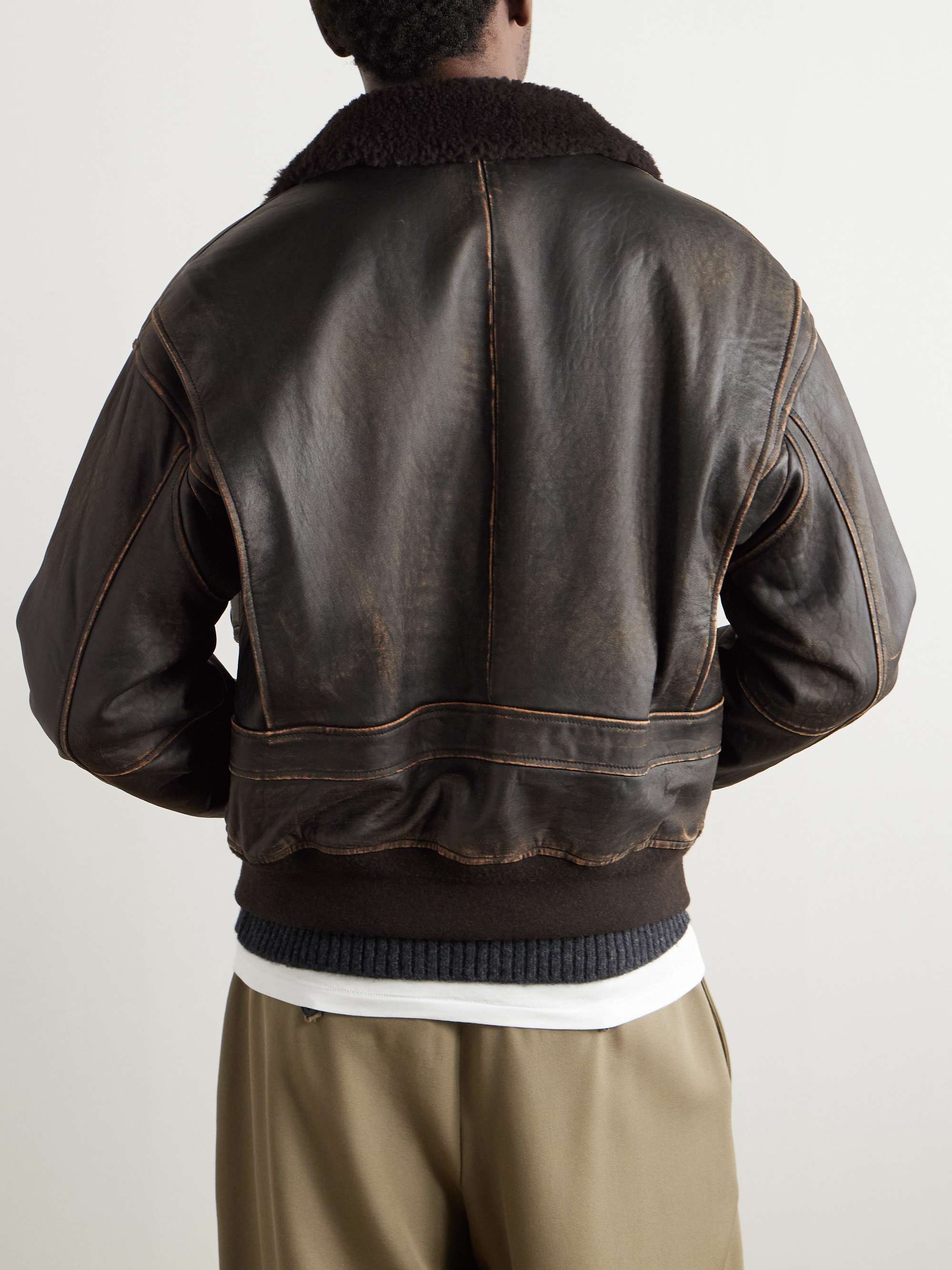 Herzog Shearling-Trimmed Leather Jacket view