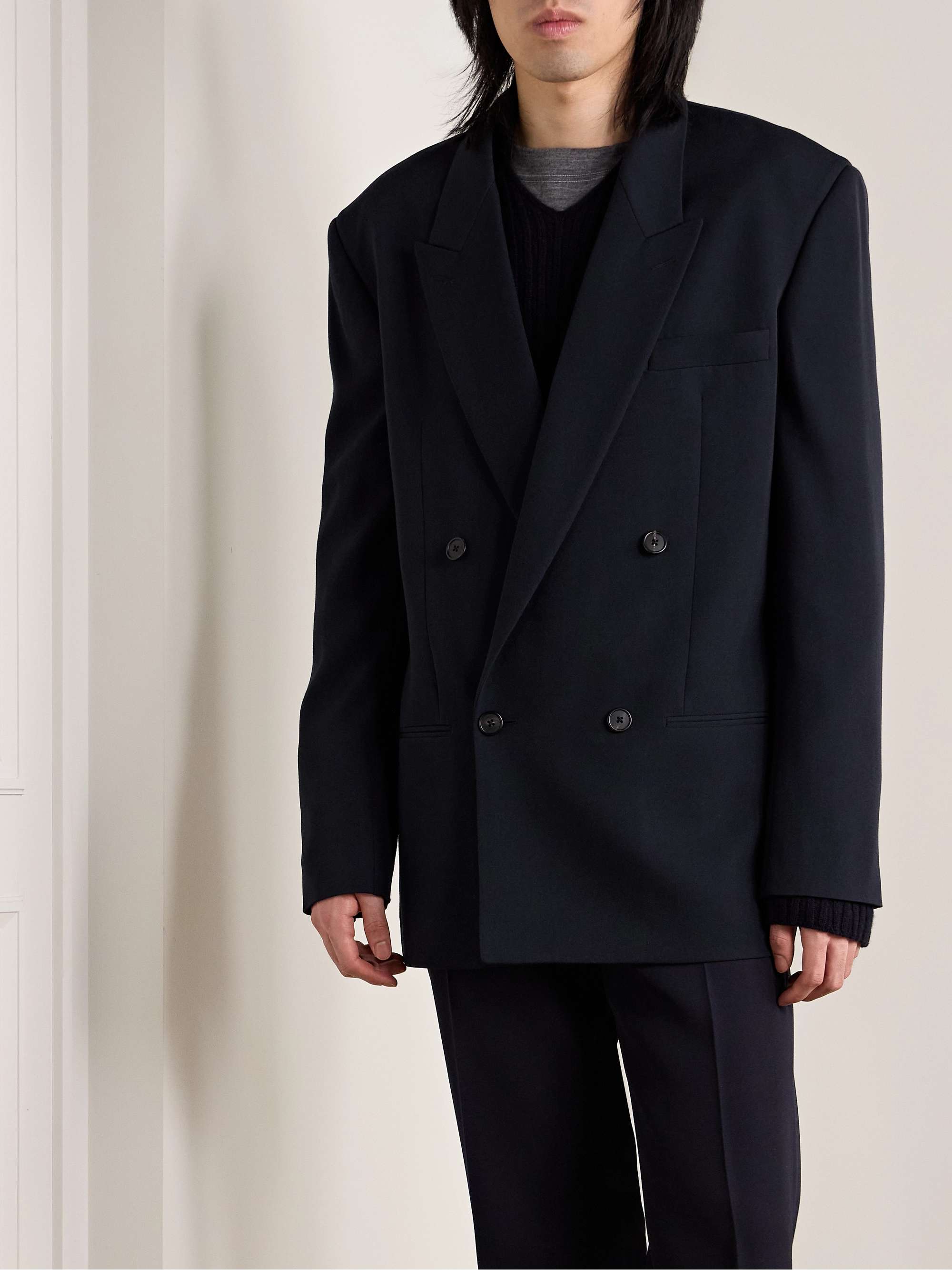 Donnes Double-Breasted Grain de Poudre Virgin Wool Suit Jacket view