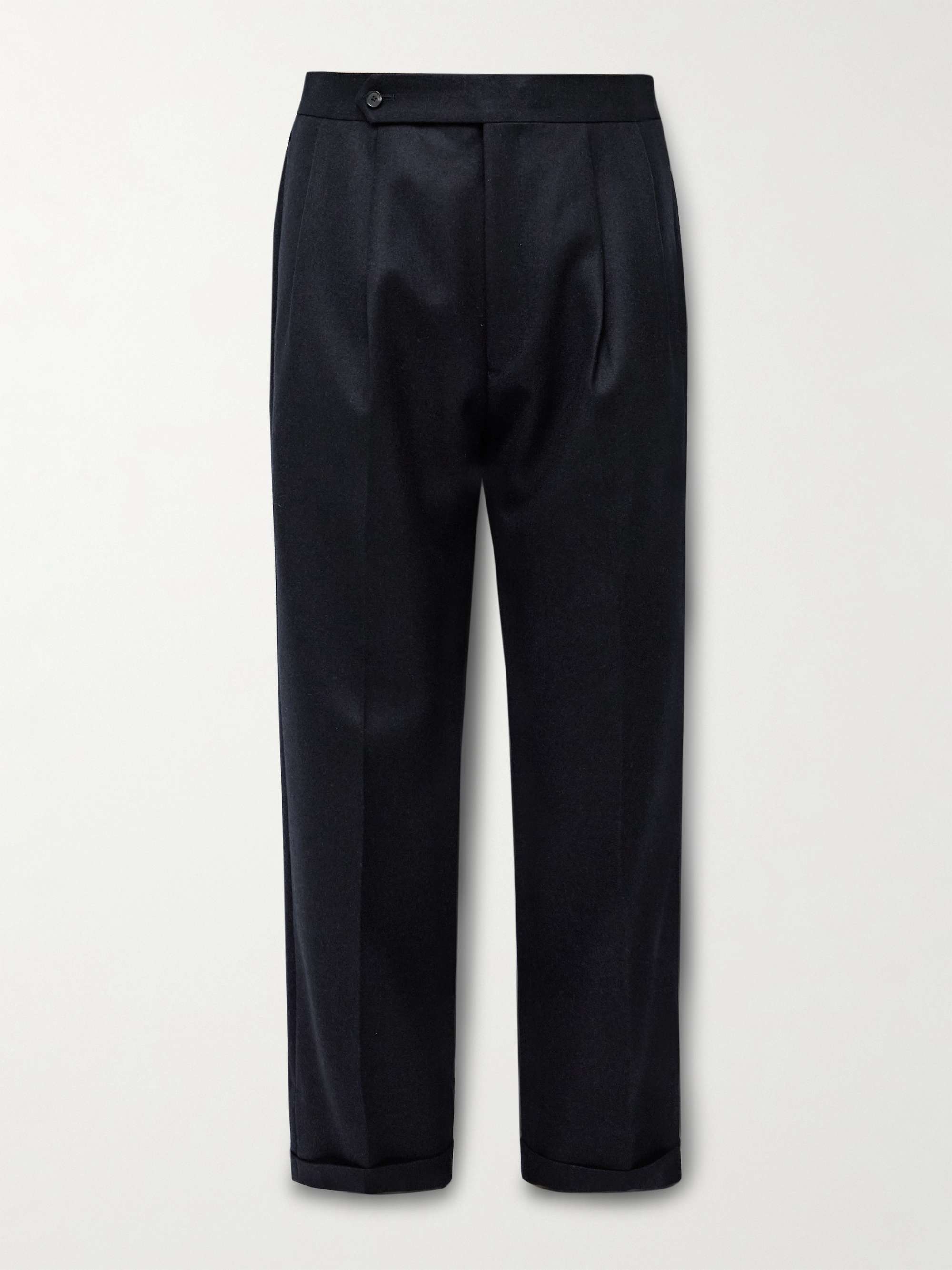 Wide-Leg Pleated Wool-Twill Suit Trousers view