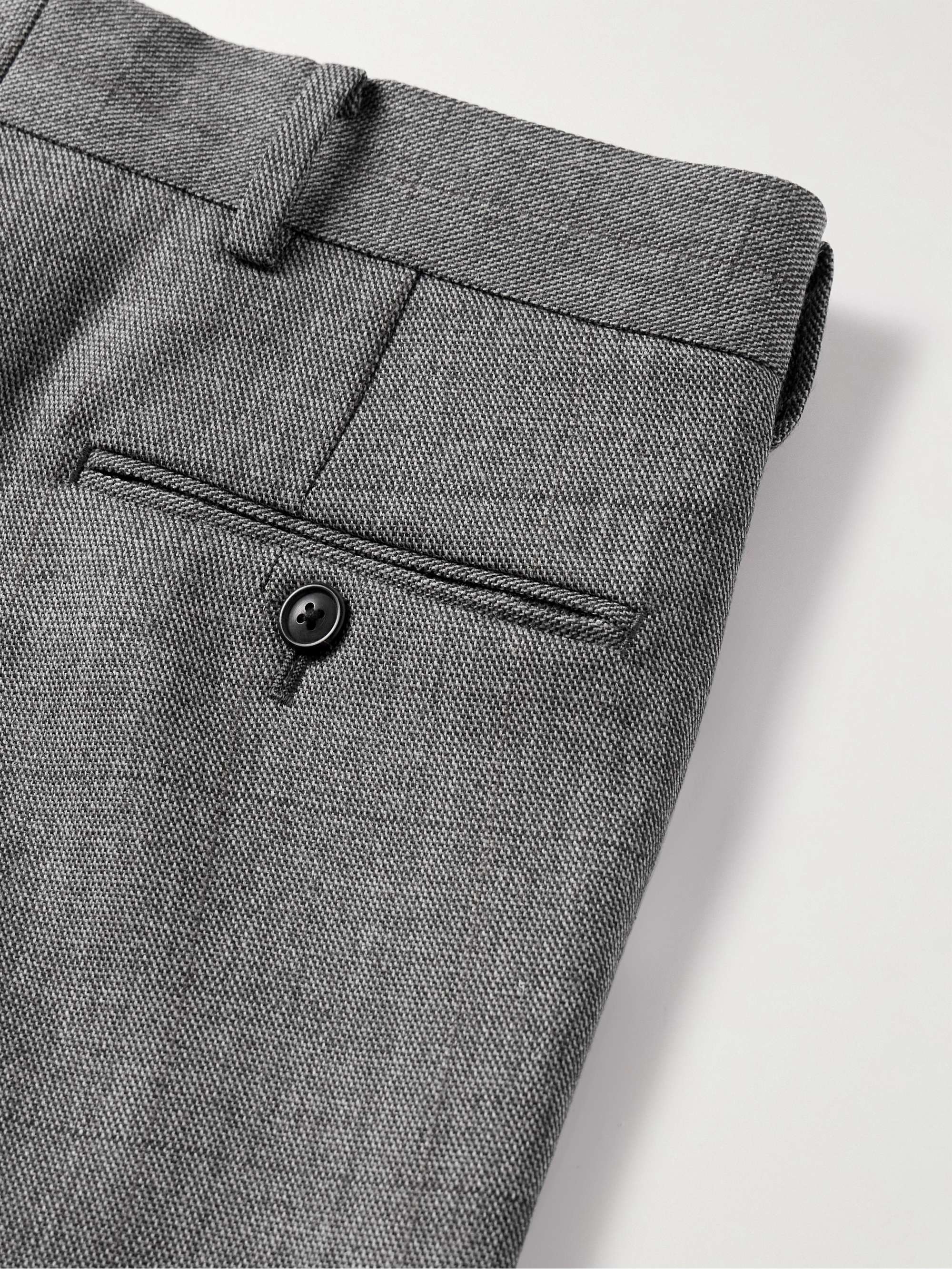 Manhattan Straight-Leg Pleated Checked Wool-Gabardine Trousers view