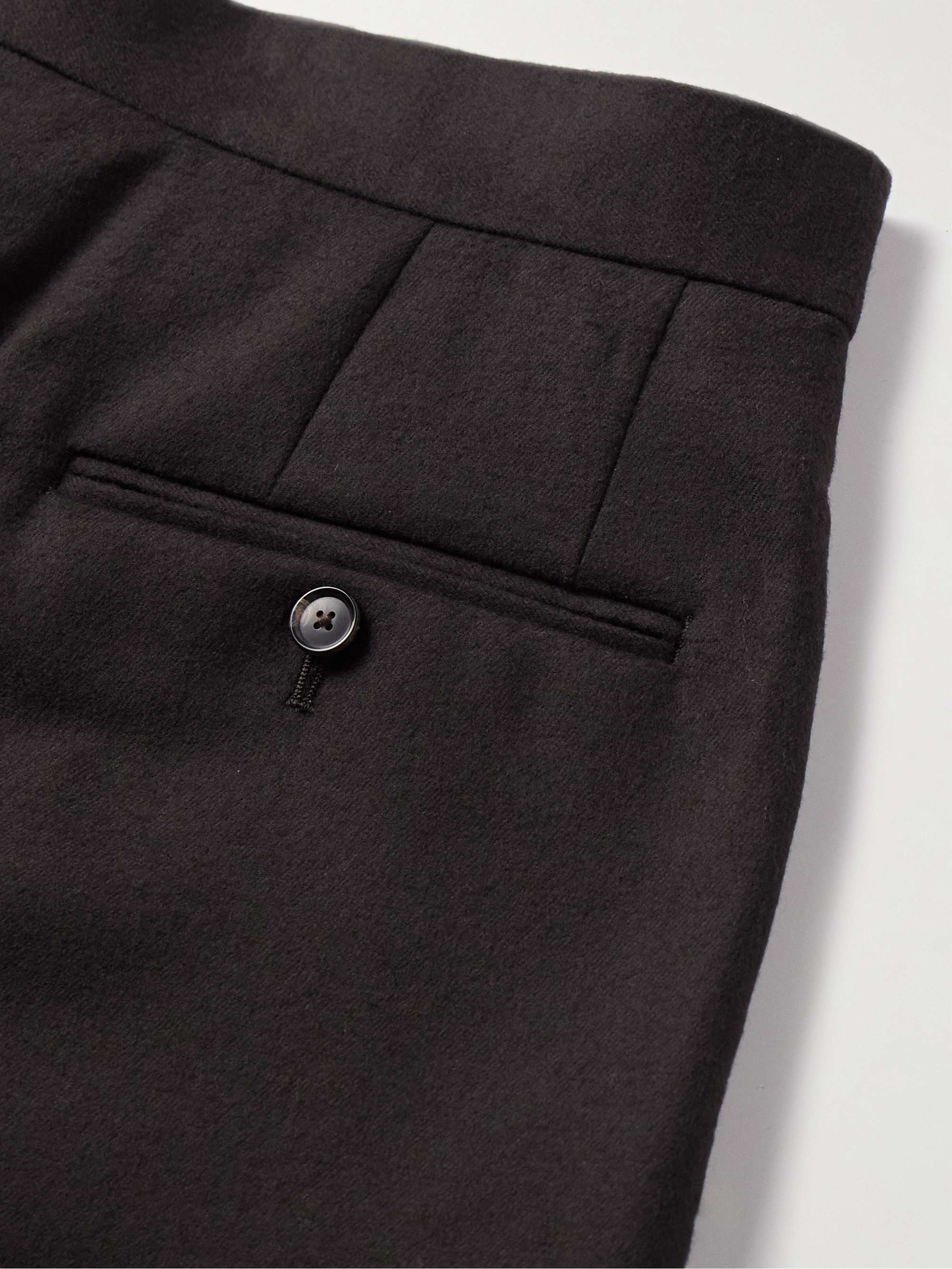 Wide-Leg Cropped Pleated Wool-Twill Suit Trousers view