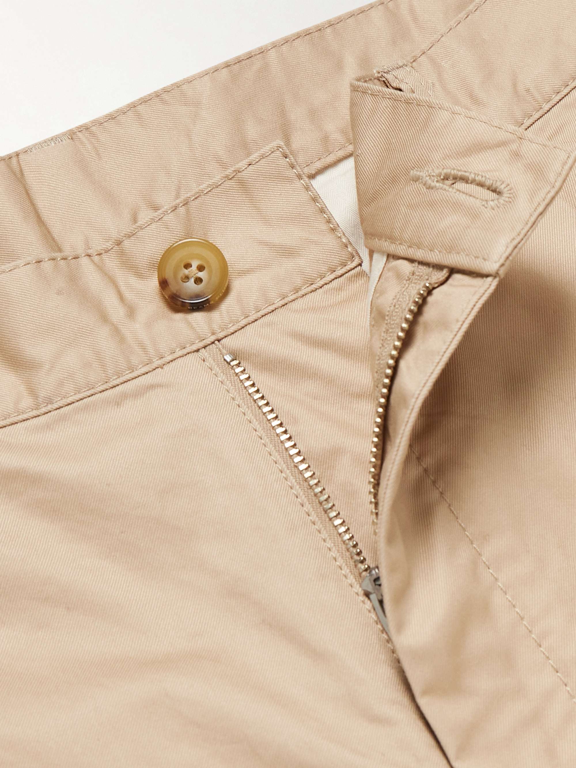 Tapered Pleated Cotton-Twill Trousers view