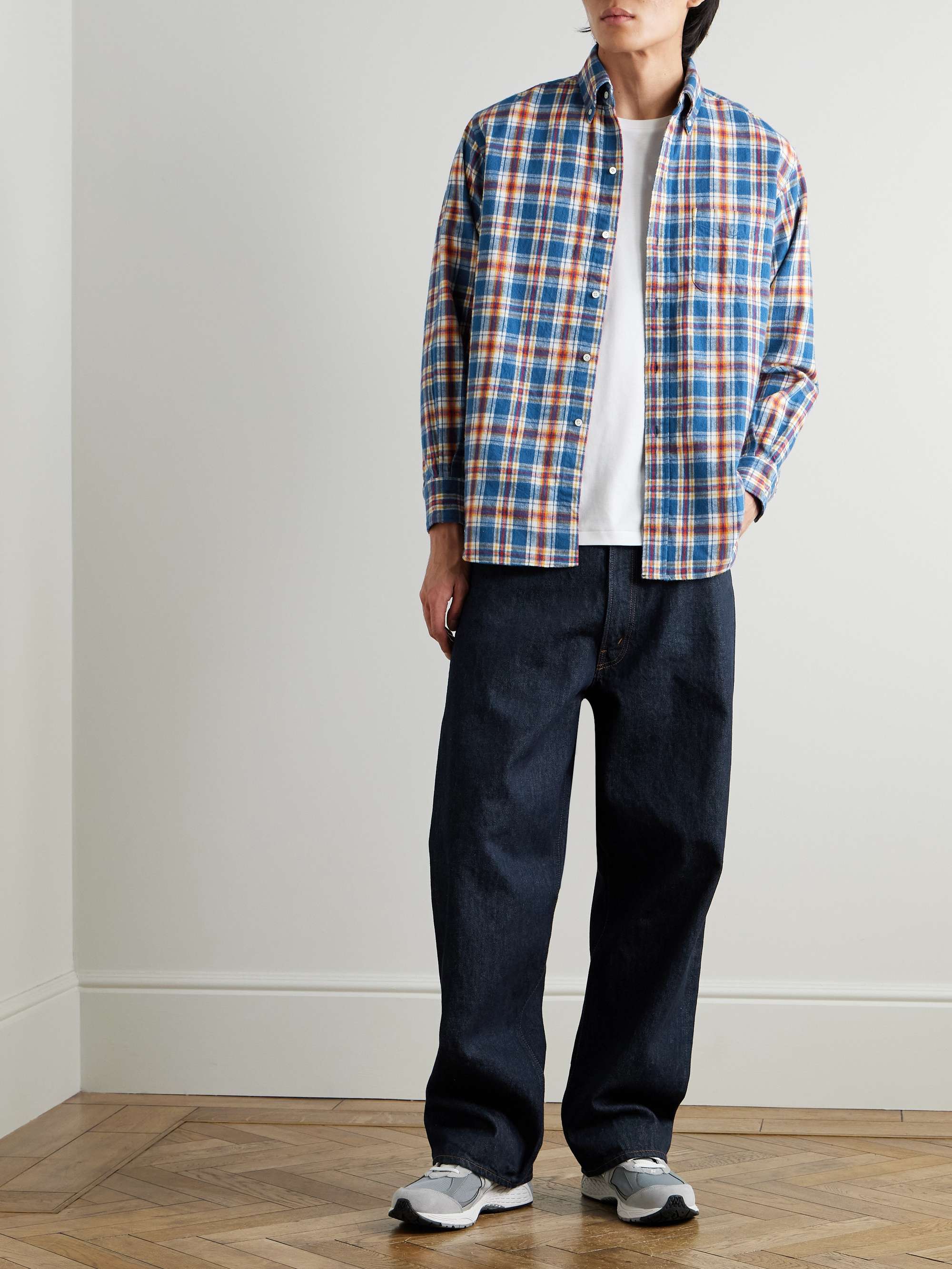 Button-Down Collar Checked Cotton-Flannel Shirt view