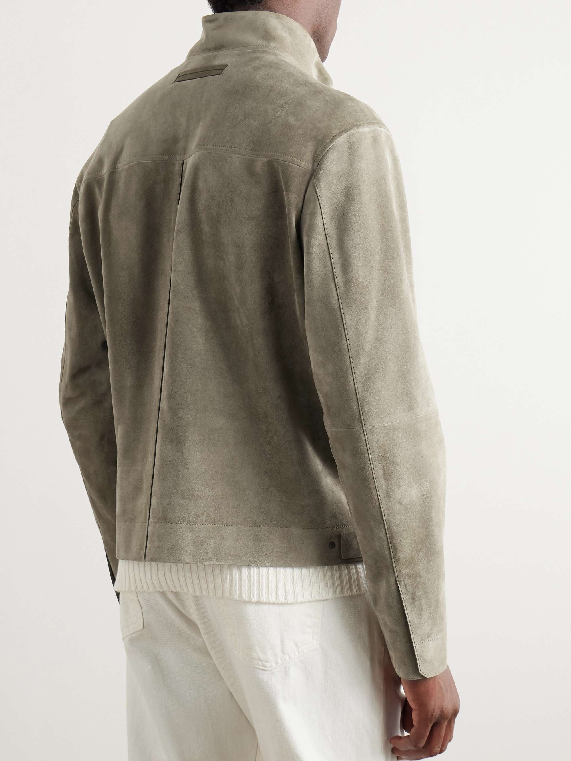 Slim-Fit Suede Biker Jacket view