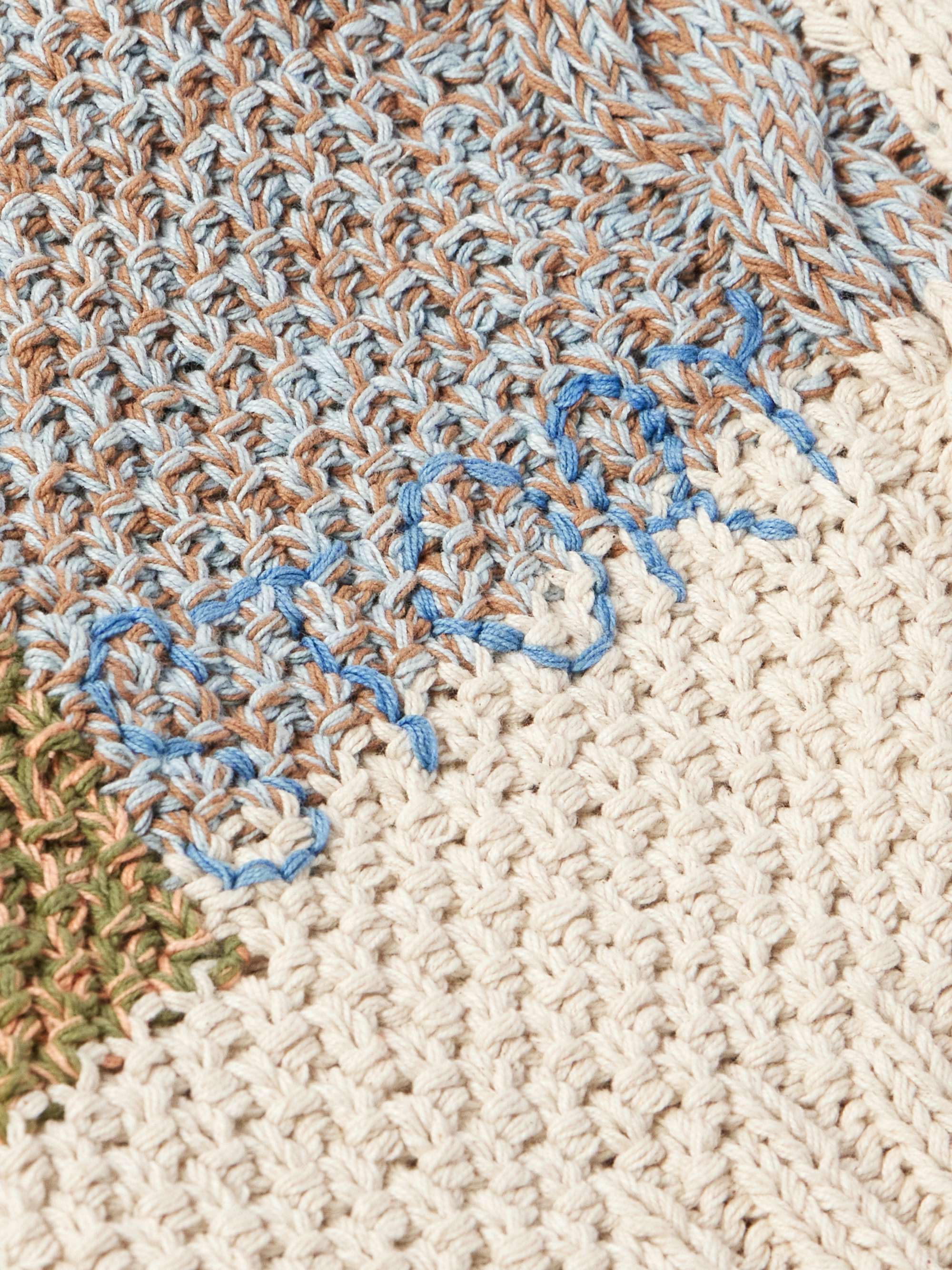 Logo-Embroidered Cable-Knit Organic Cotton Sweater view
