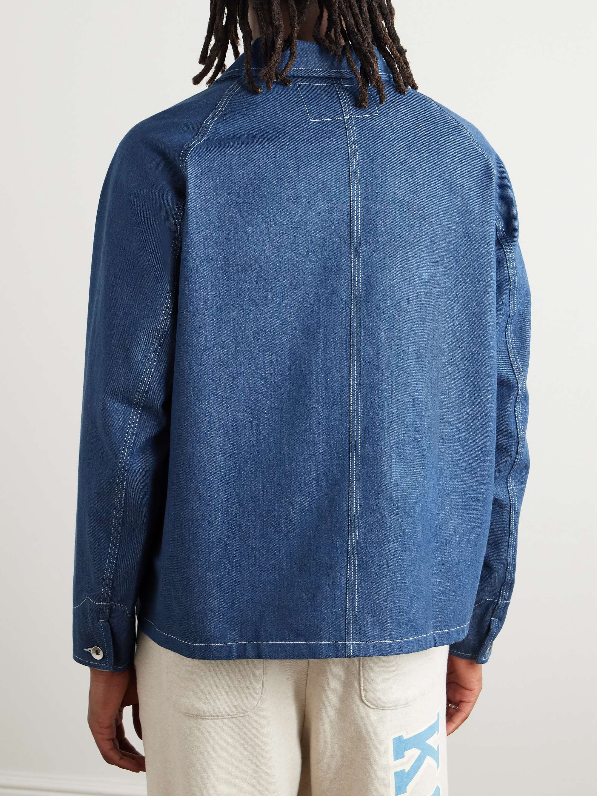 Railroad Logo-Appliquéd Organic Denim Jacket view