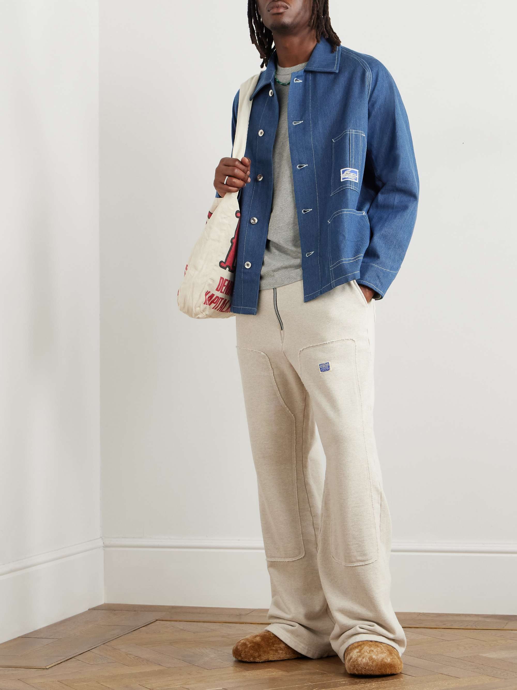 Railroad Logo-Appliquéd Organic Denim Jacket view