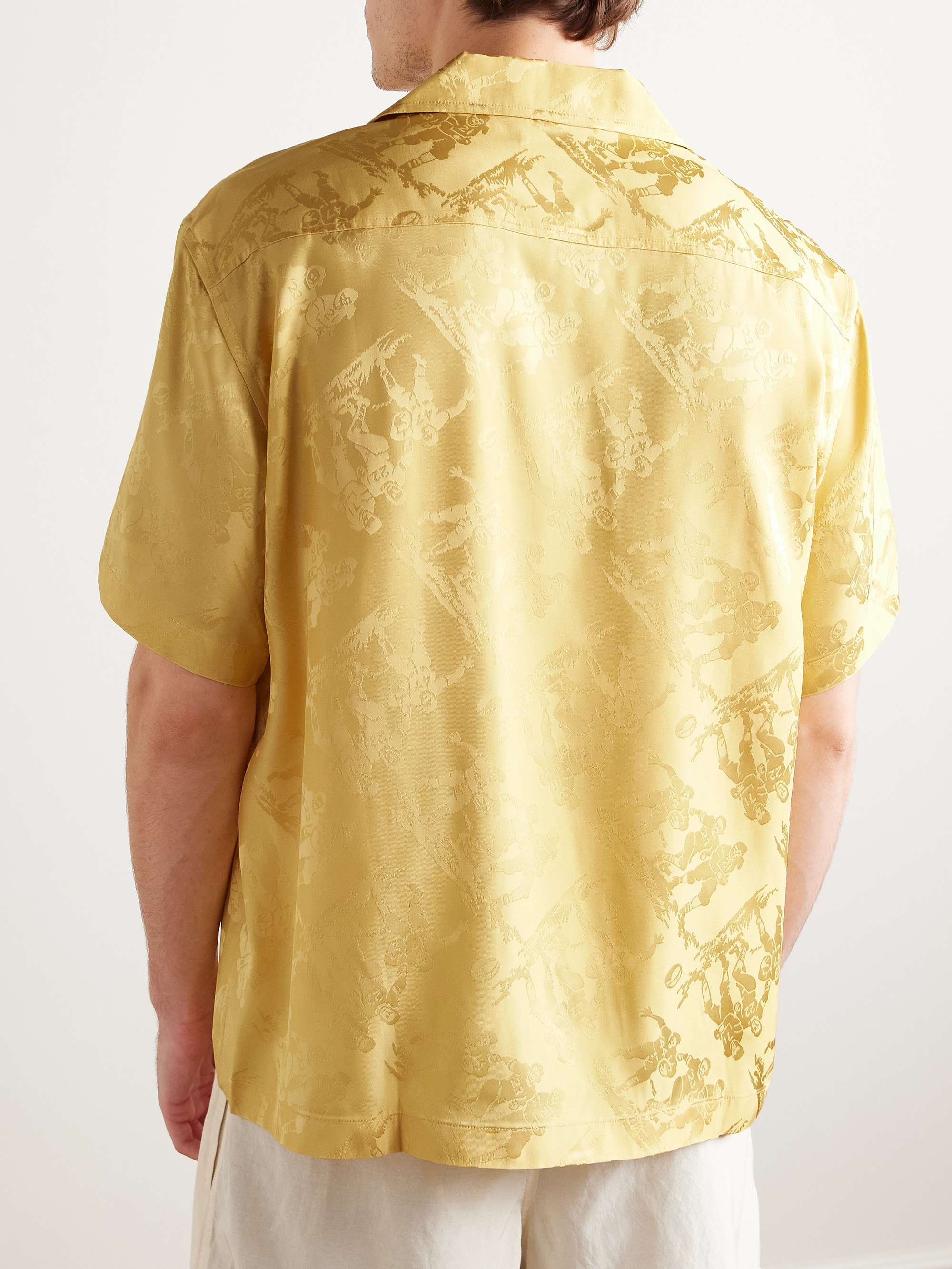 Louie Camp-Collar Satin-Jacquard Shirt view