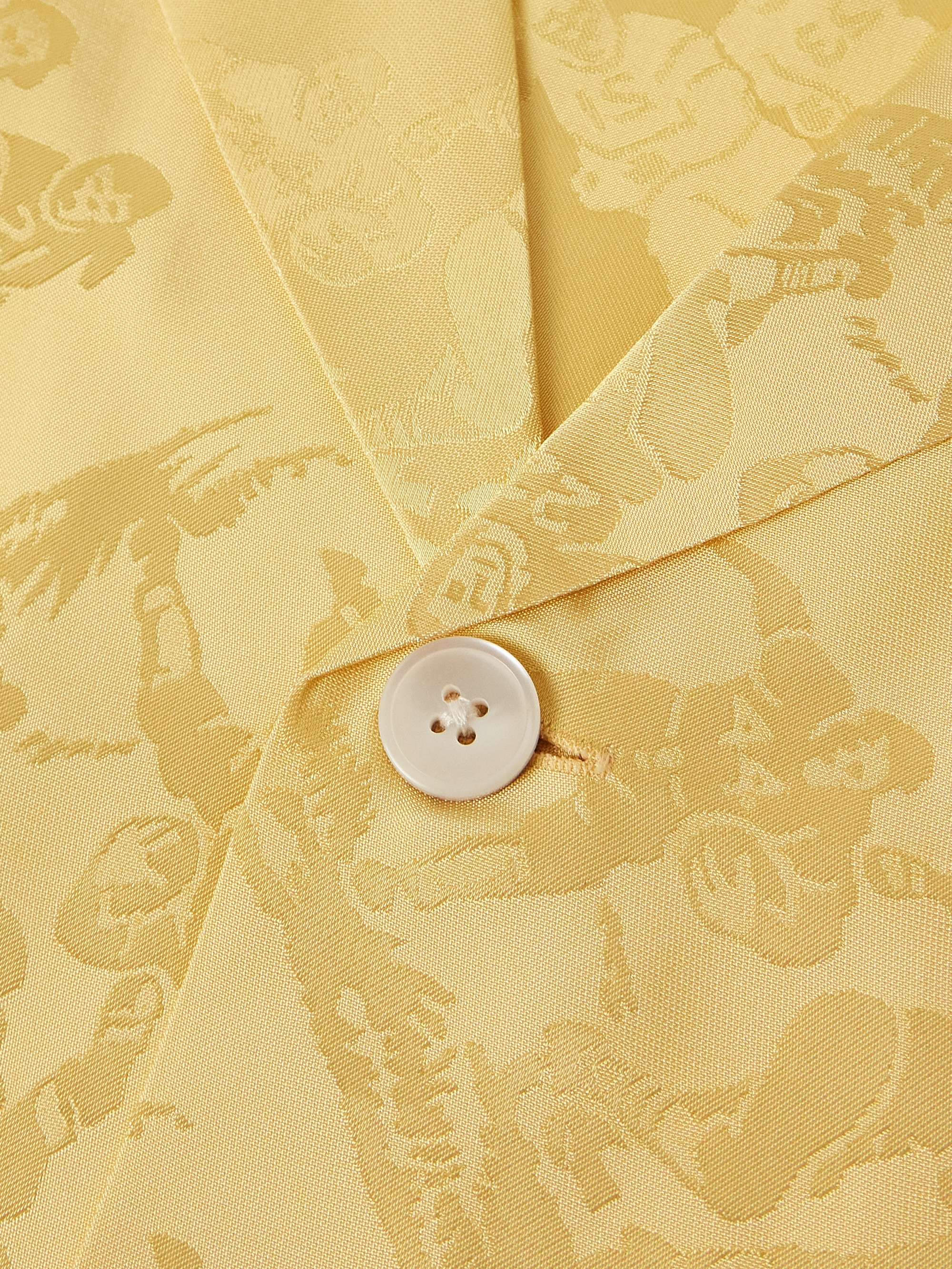 Louie Camp-Collar Satin-Jacquard Shirt view