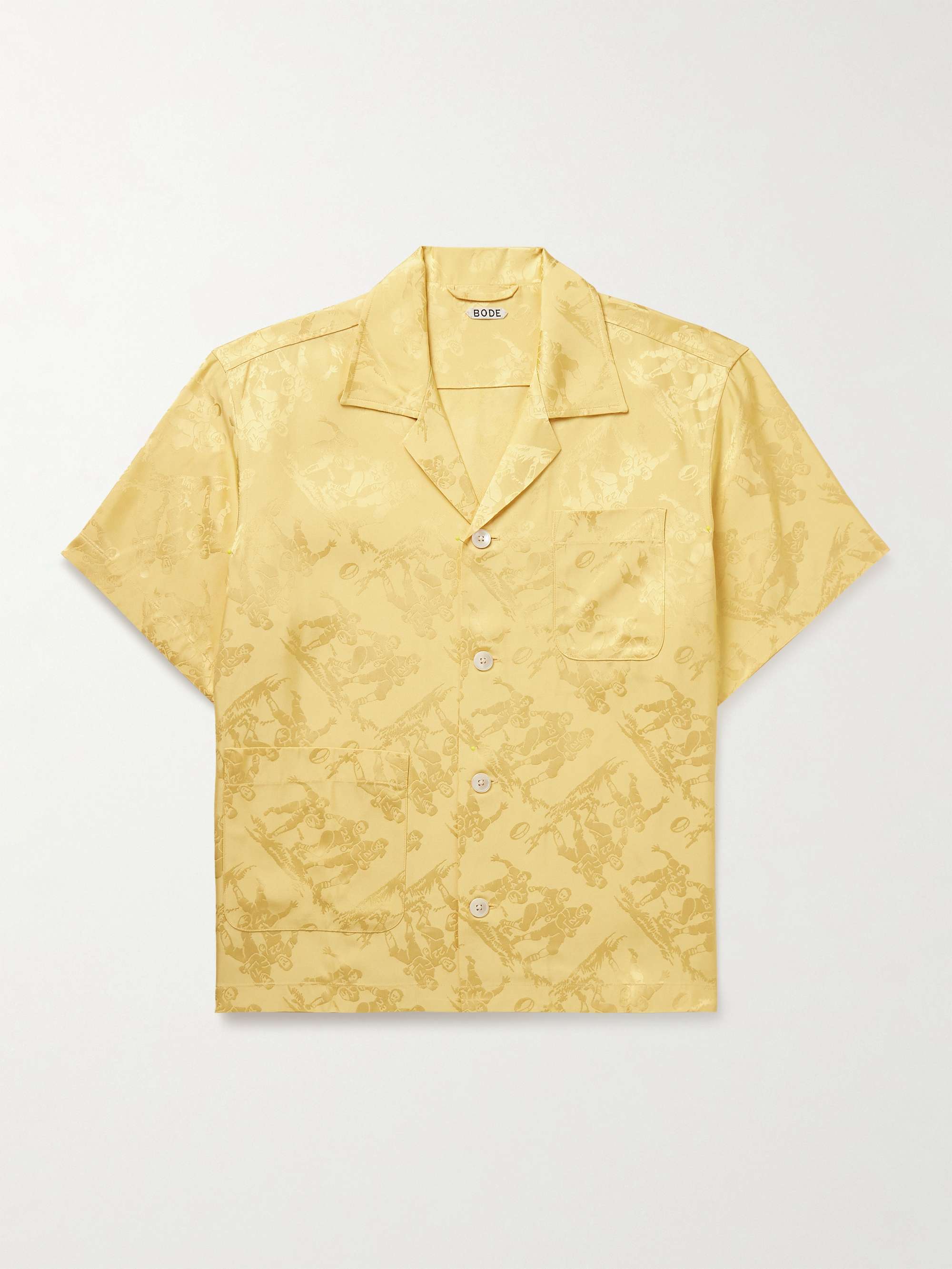 Louie Camp-Collar Satin-Jacquard Shirt view