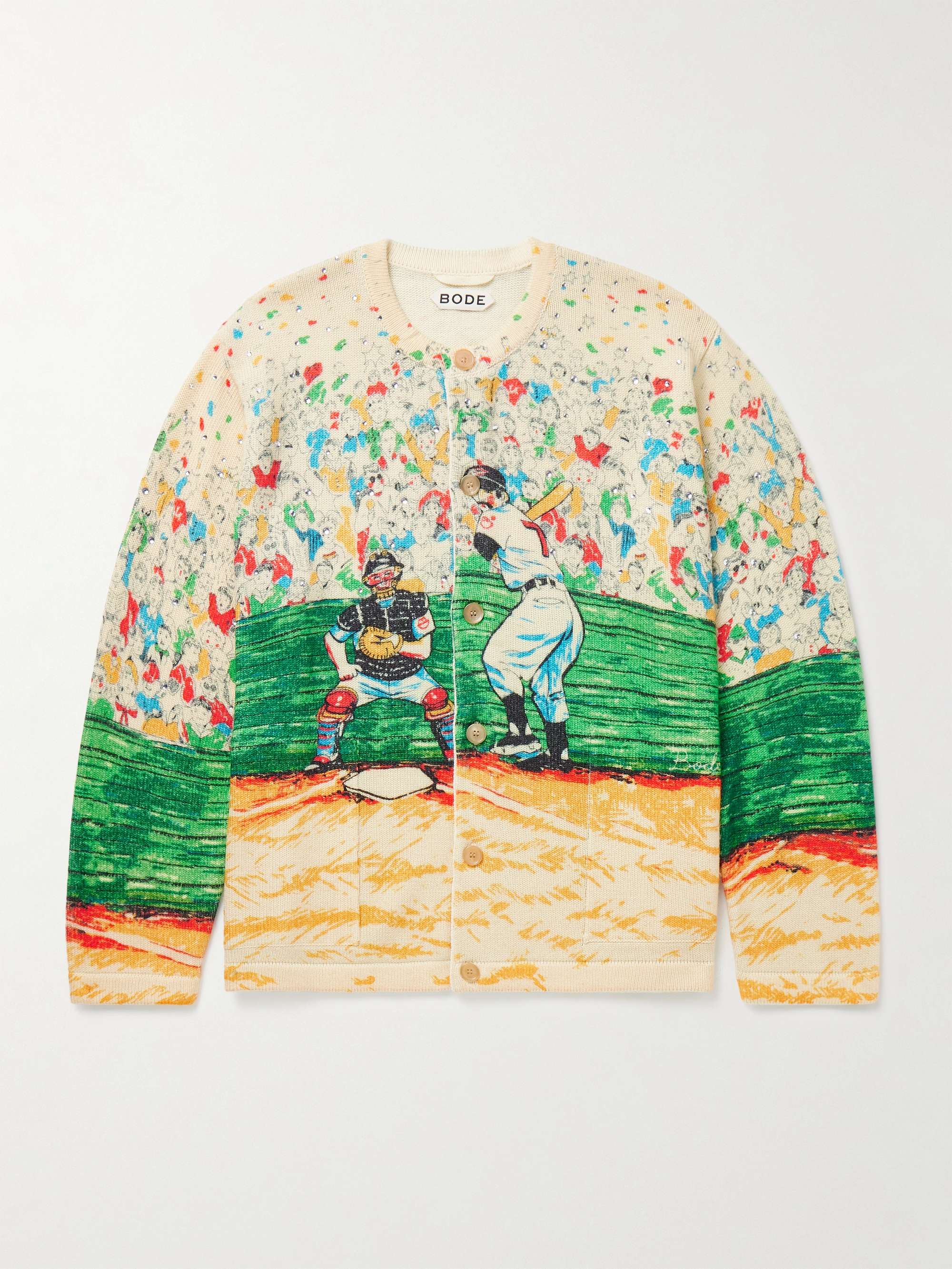 Slugger Crystal-Embellished Printed Merino Wool Cardigan view