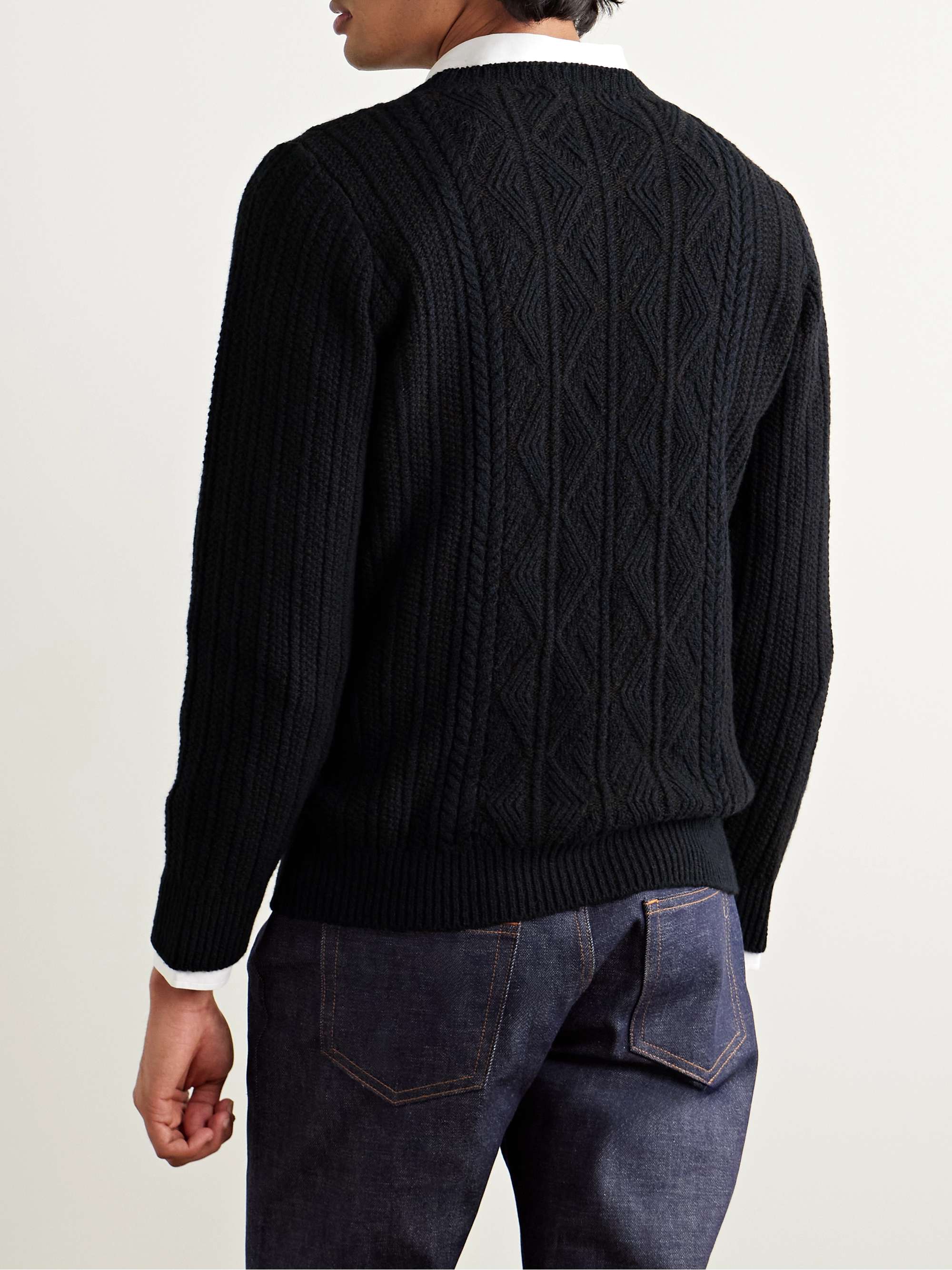 Aran-Knit Merino Wool and Cashmere-Blend Sweater view