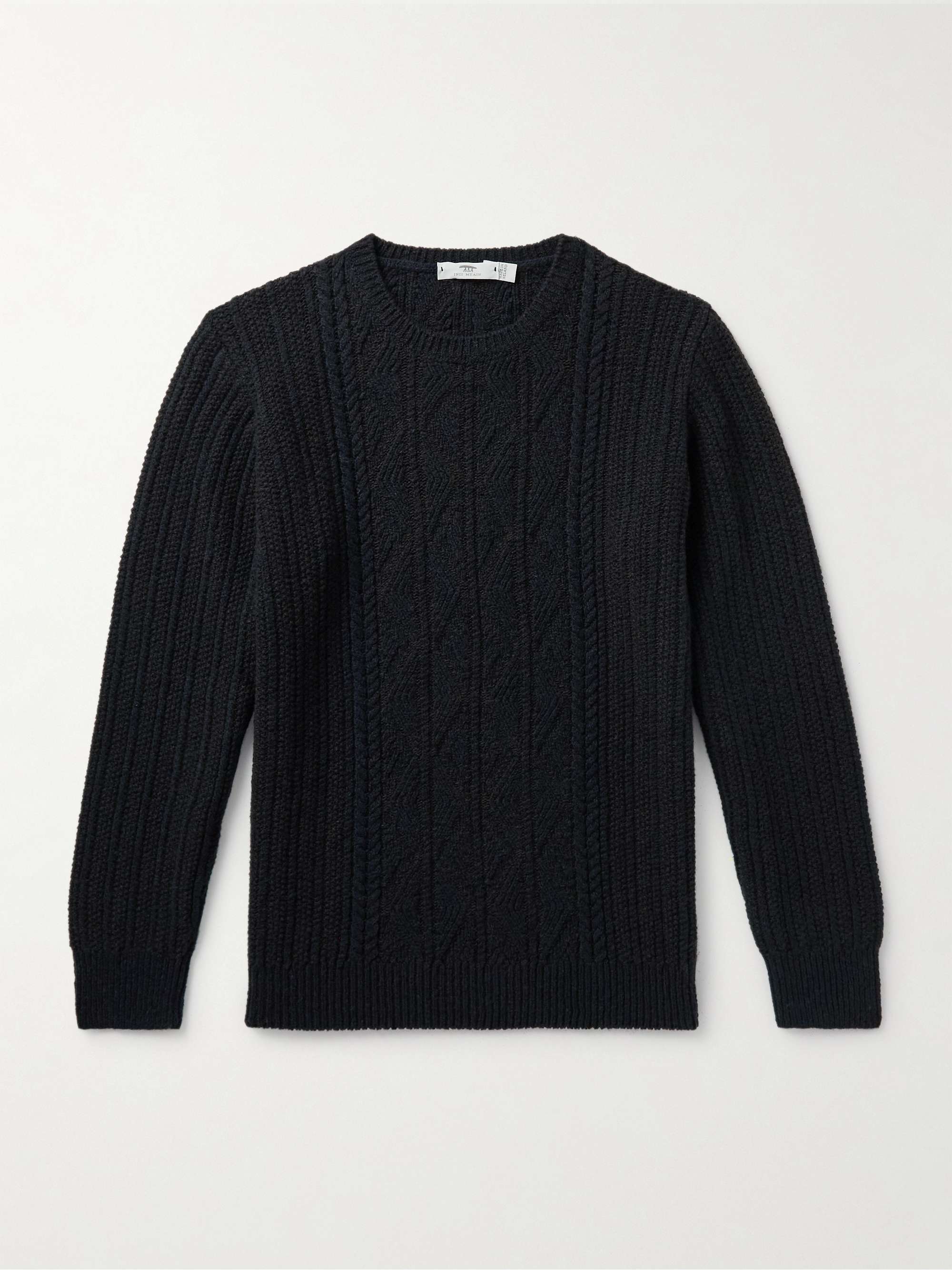 Aran-Knit Merino Wool and Cashmere-Blend Sweater view