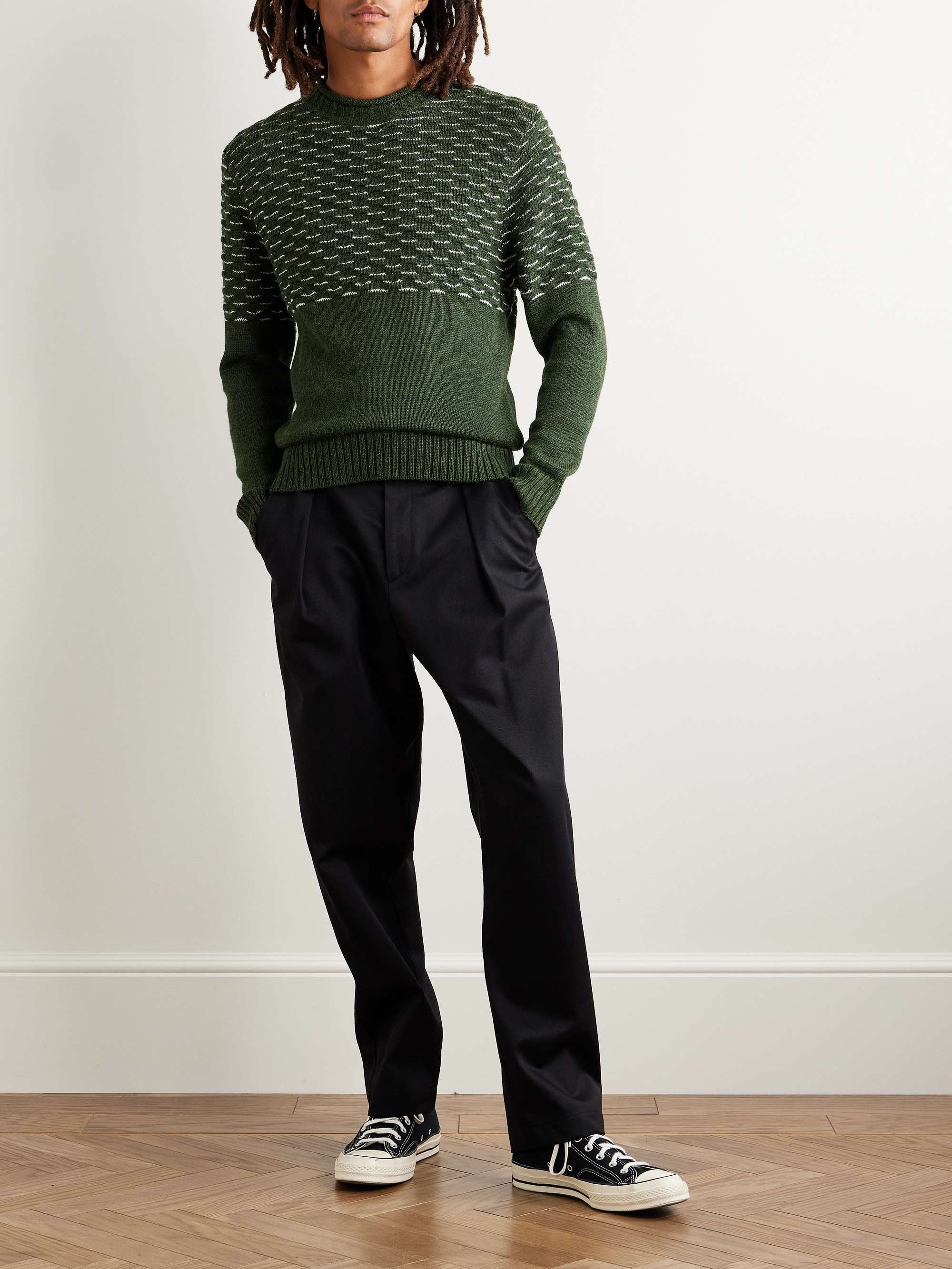 Seafoam Baby Alpaca and Silk-Blend Mock-Neck Sweater view