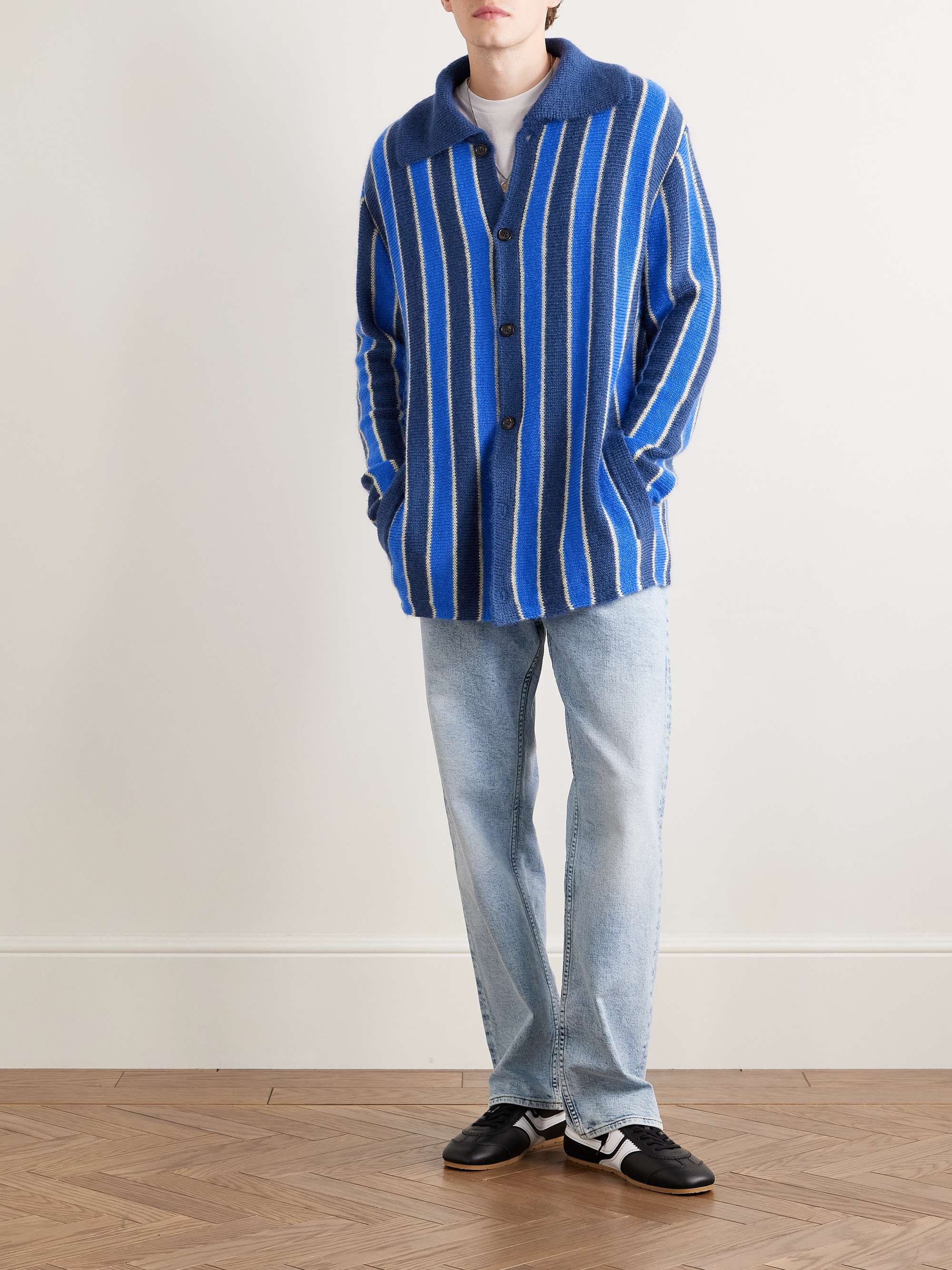 Striped Superkid Mohair-Blend Cardigan view