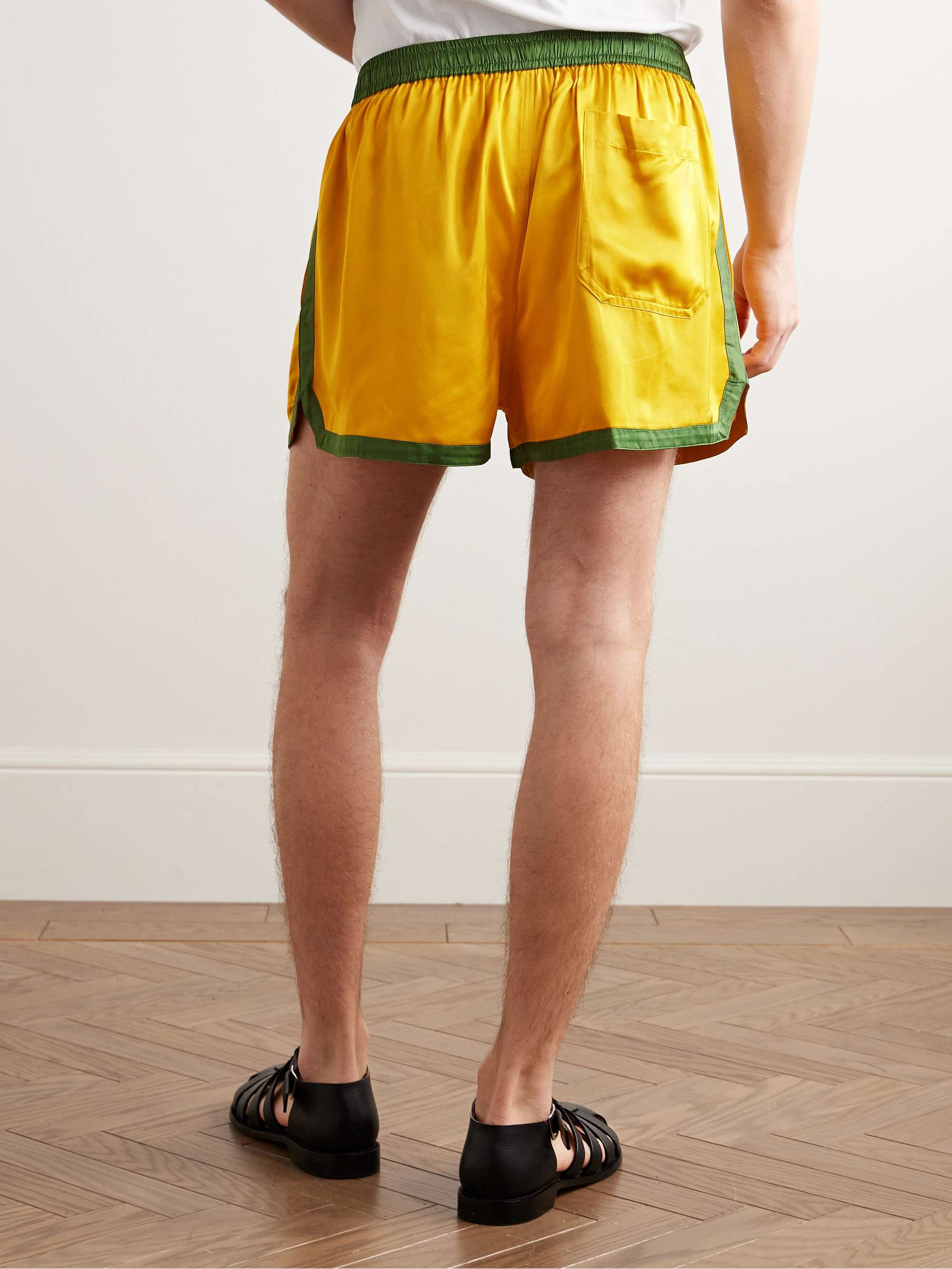 Straight-Leg Bead-Embellished Satin Shorts view