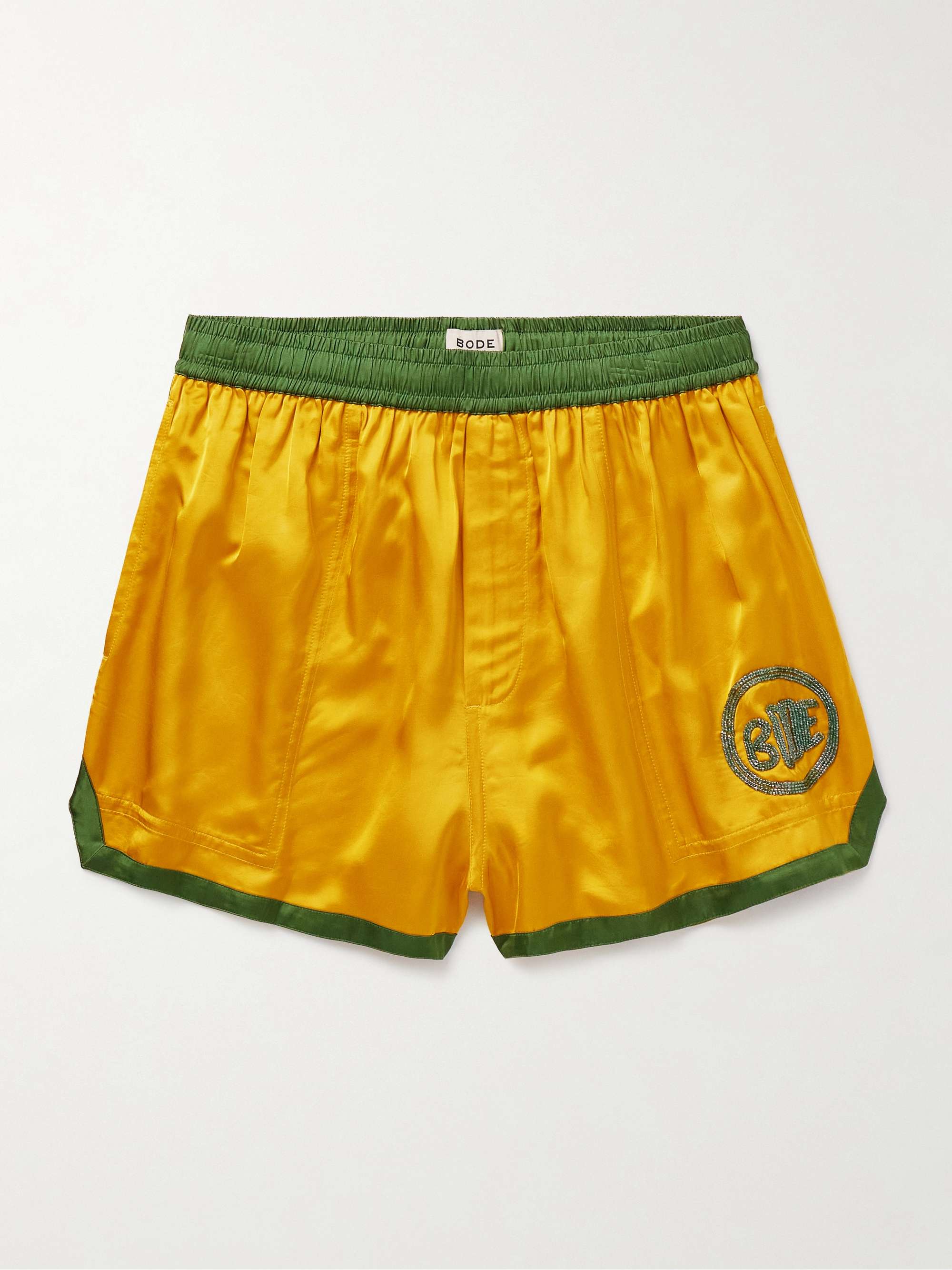 Straight-Leg Bead-Embellished Satin Shorts view
