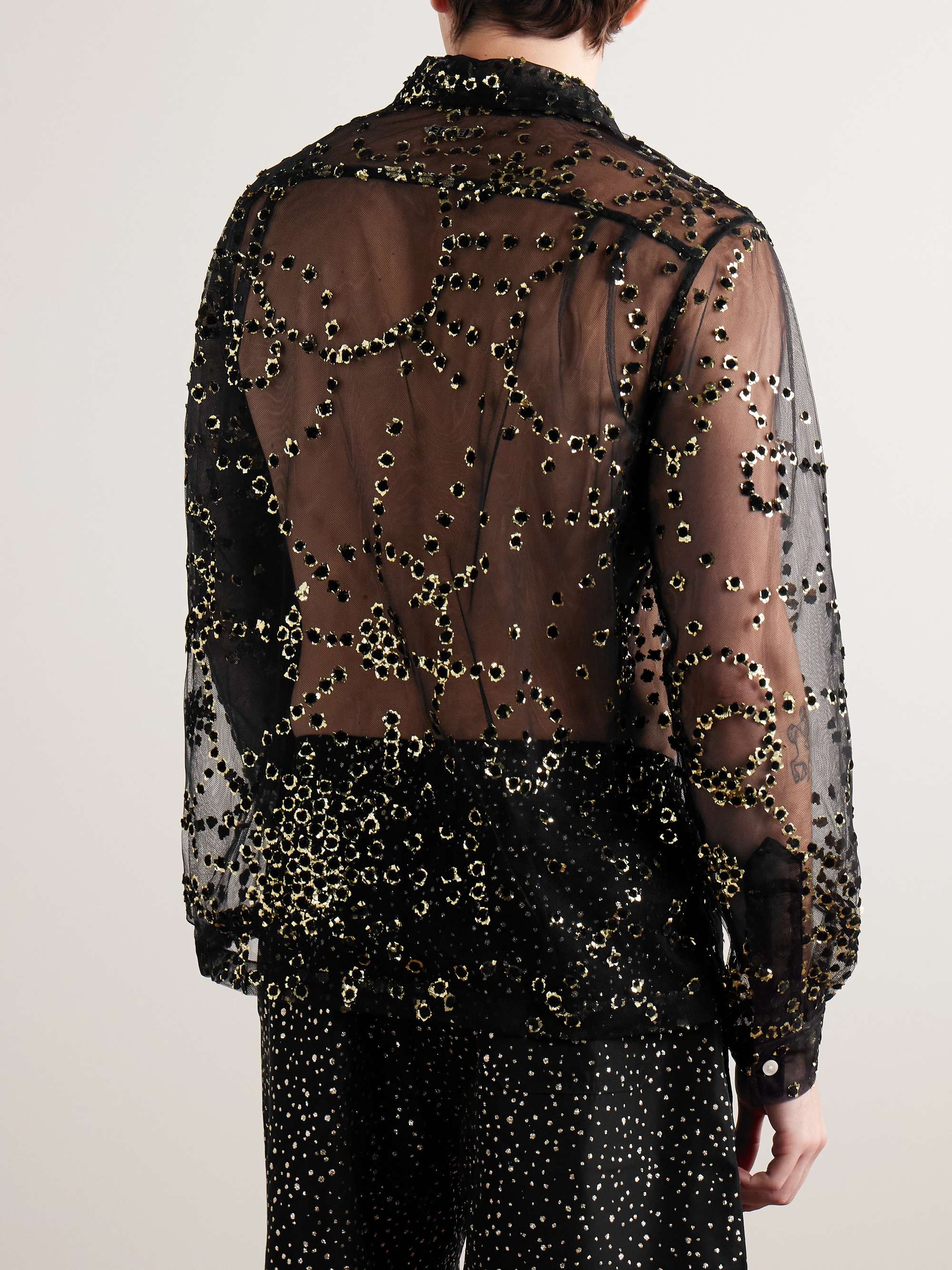 Metallic Appliquéd Tulle Shirt view