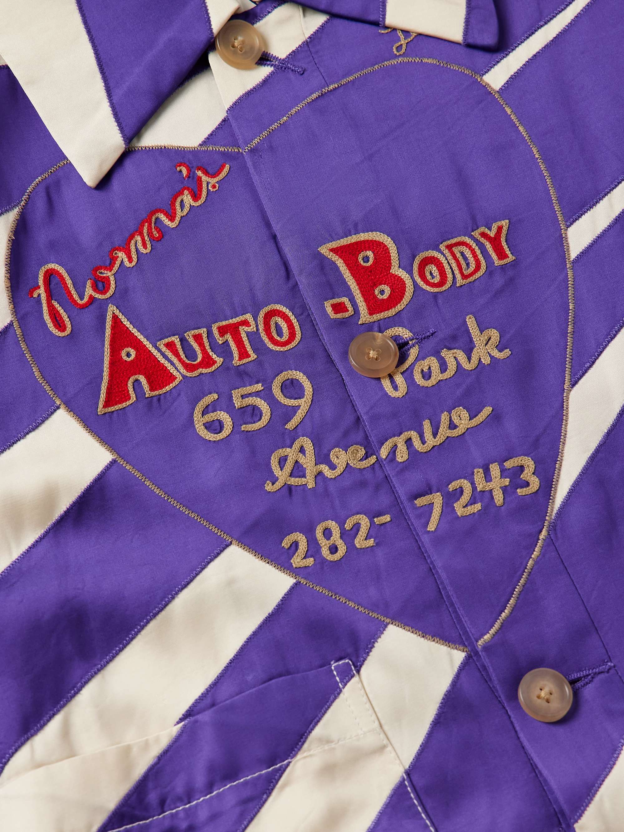 Auto Embroidered Striped Satin Overshirt view