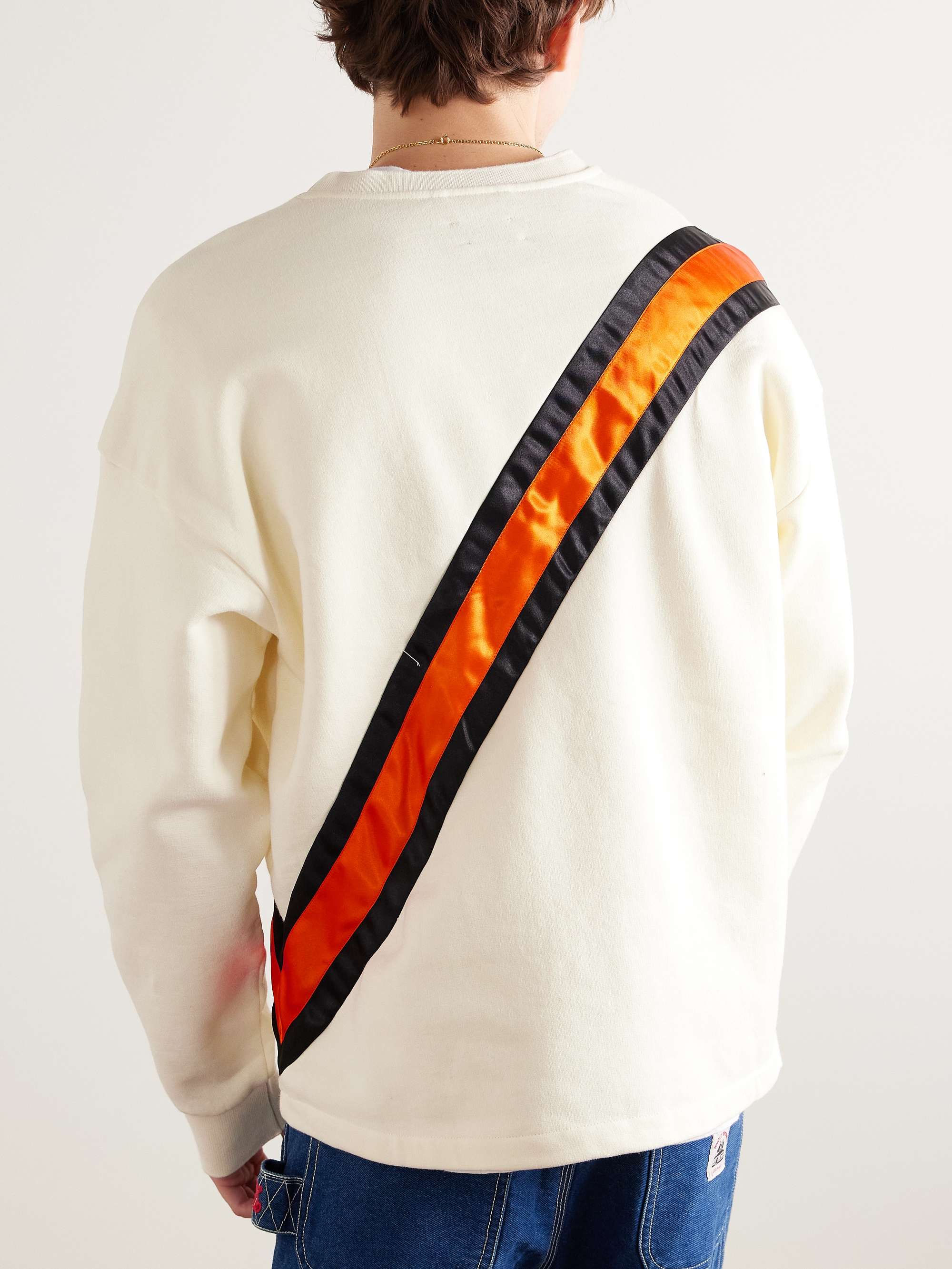 Grad Colors Satin-Trimmed Embroidered Cotton-Jersey Sweatshirt view