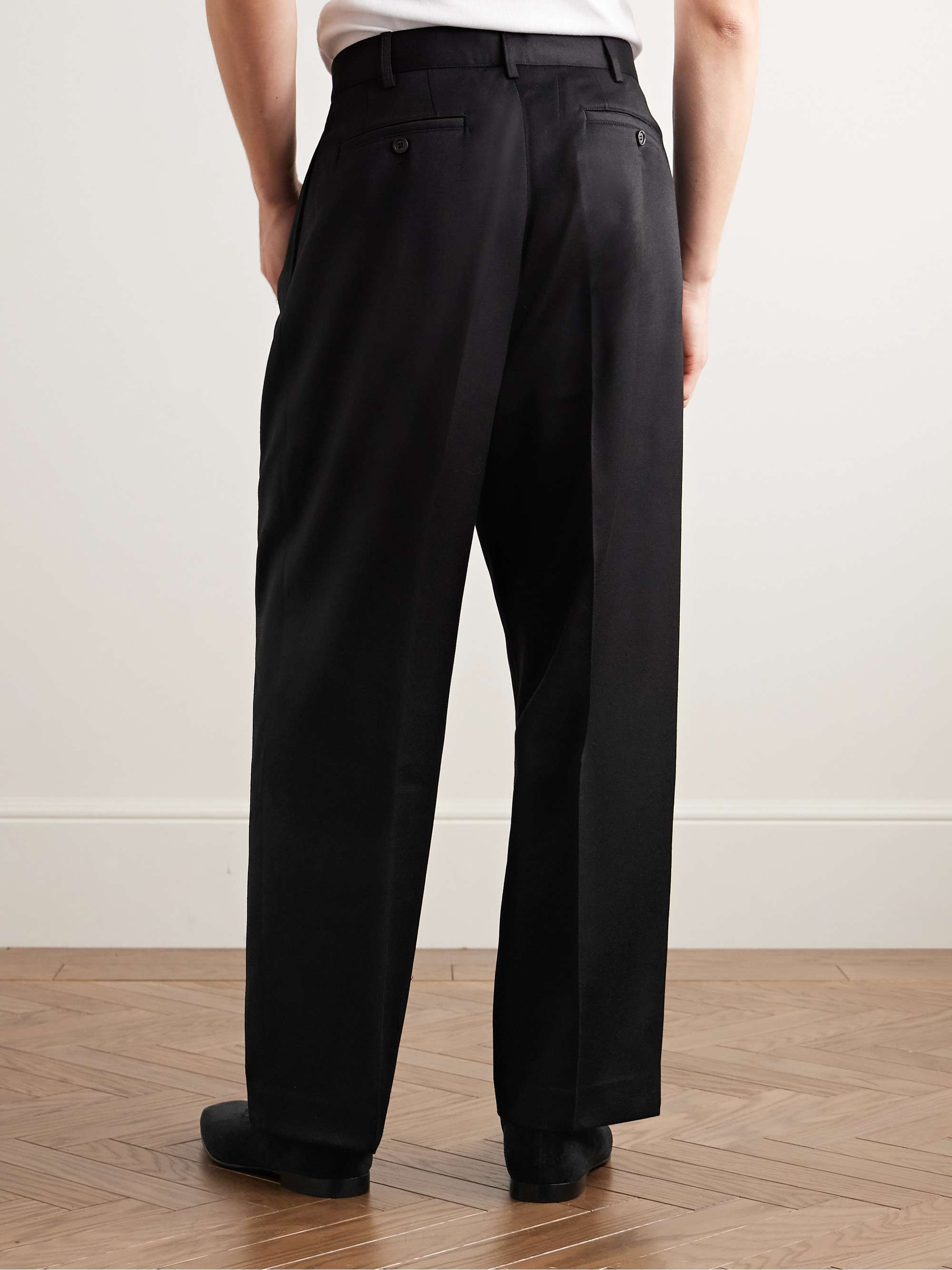 McNab Straight-Leg Pleated Wool Barathea Tuxedo Trousers view