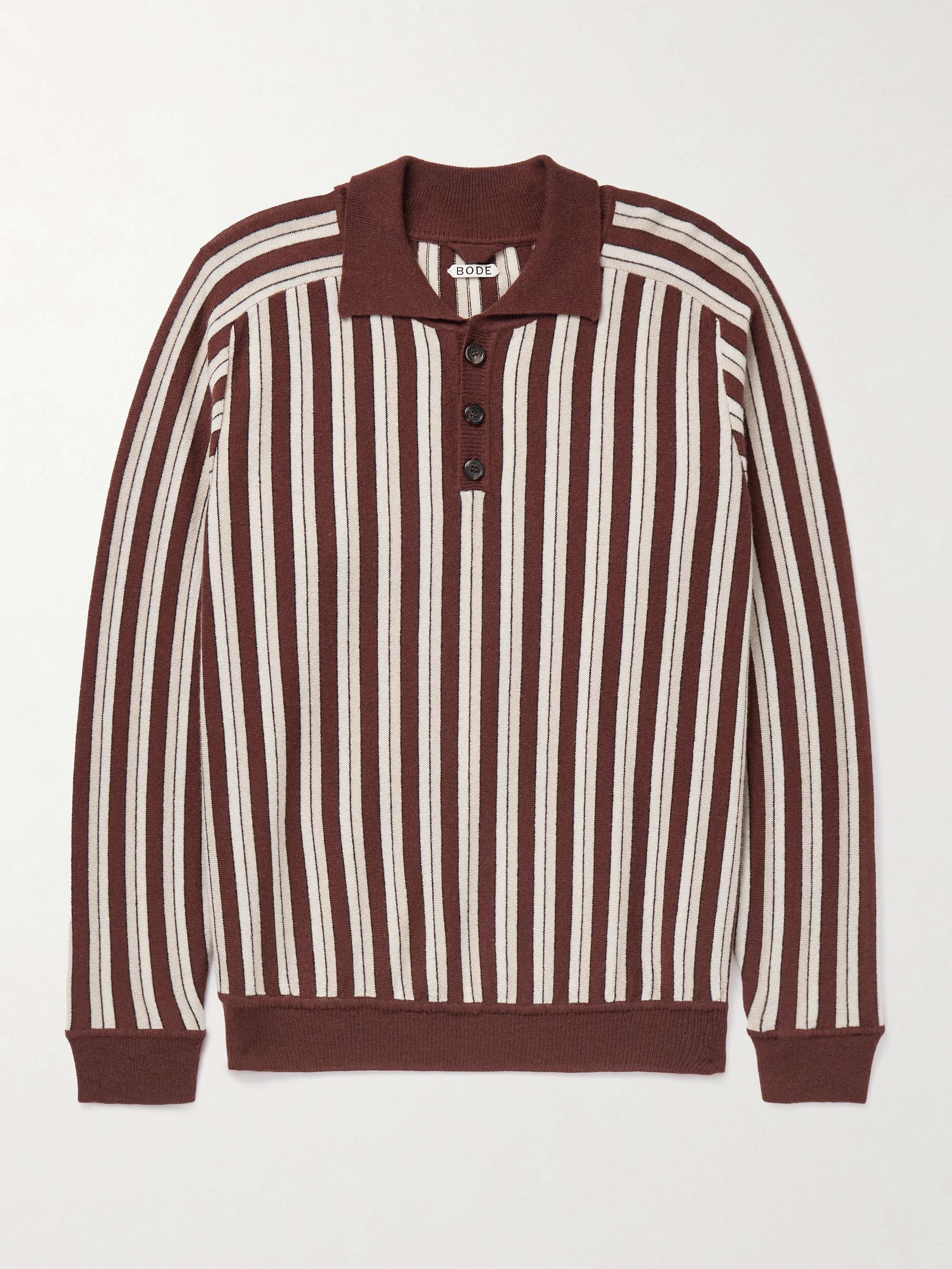 Hogan Striped Virgin Wool and Cashmere-Blend Polo Sweater view