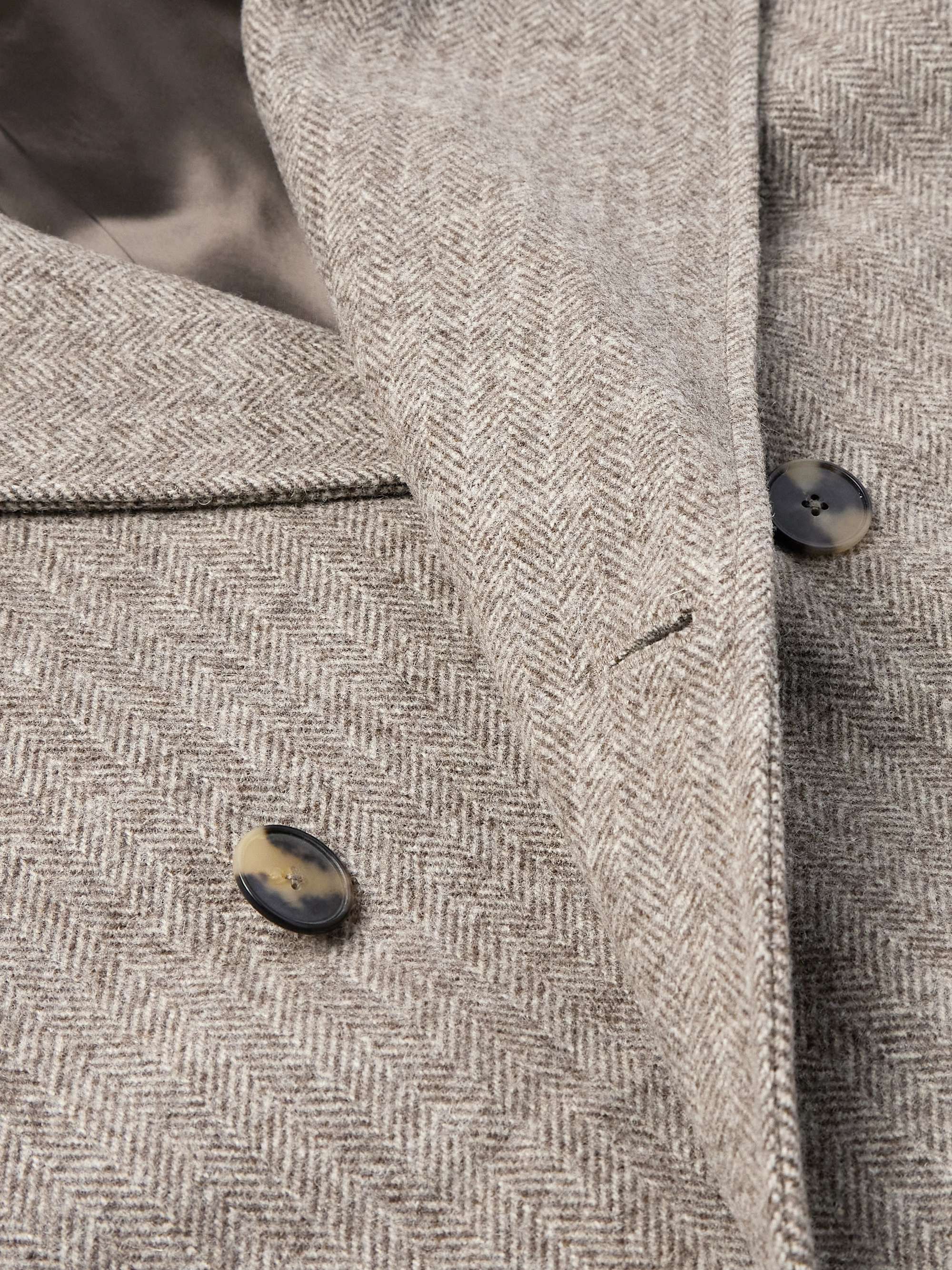 Grandad Double-Breasted Herringbone Wool Coat view