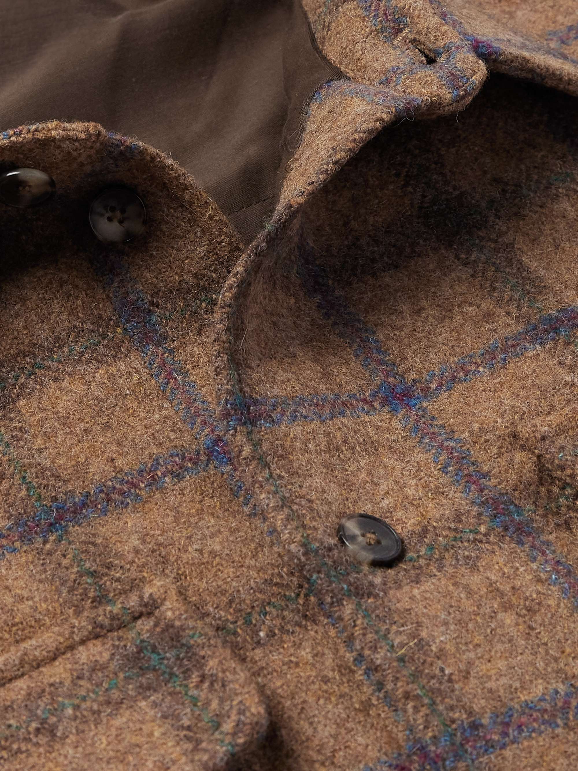 Checked Brushed-Wool Overshirt view
