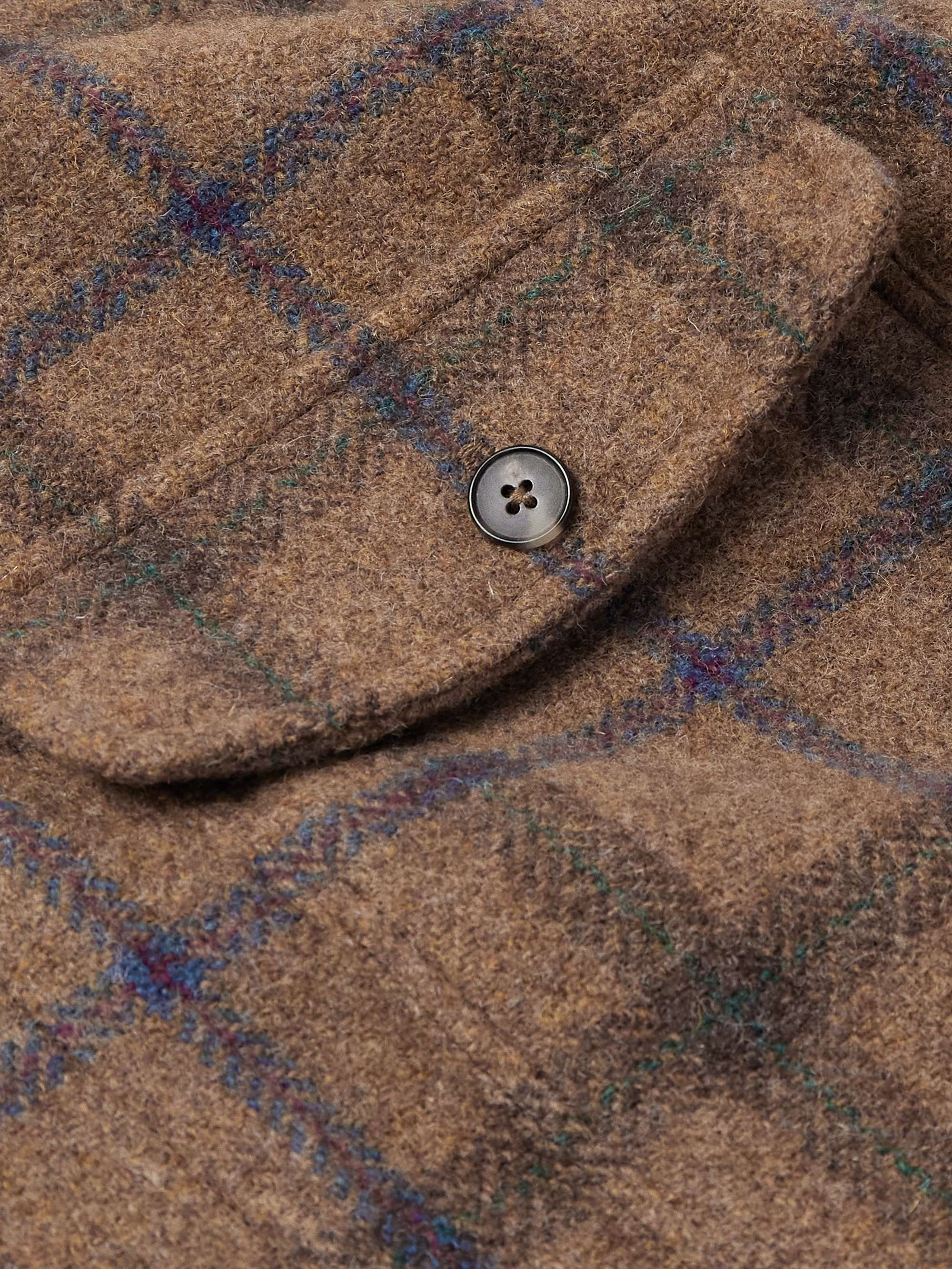 Checked Brushed-Wool Overshirt view