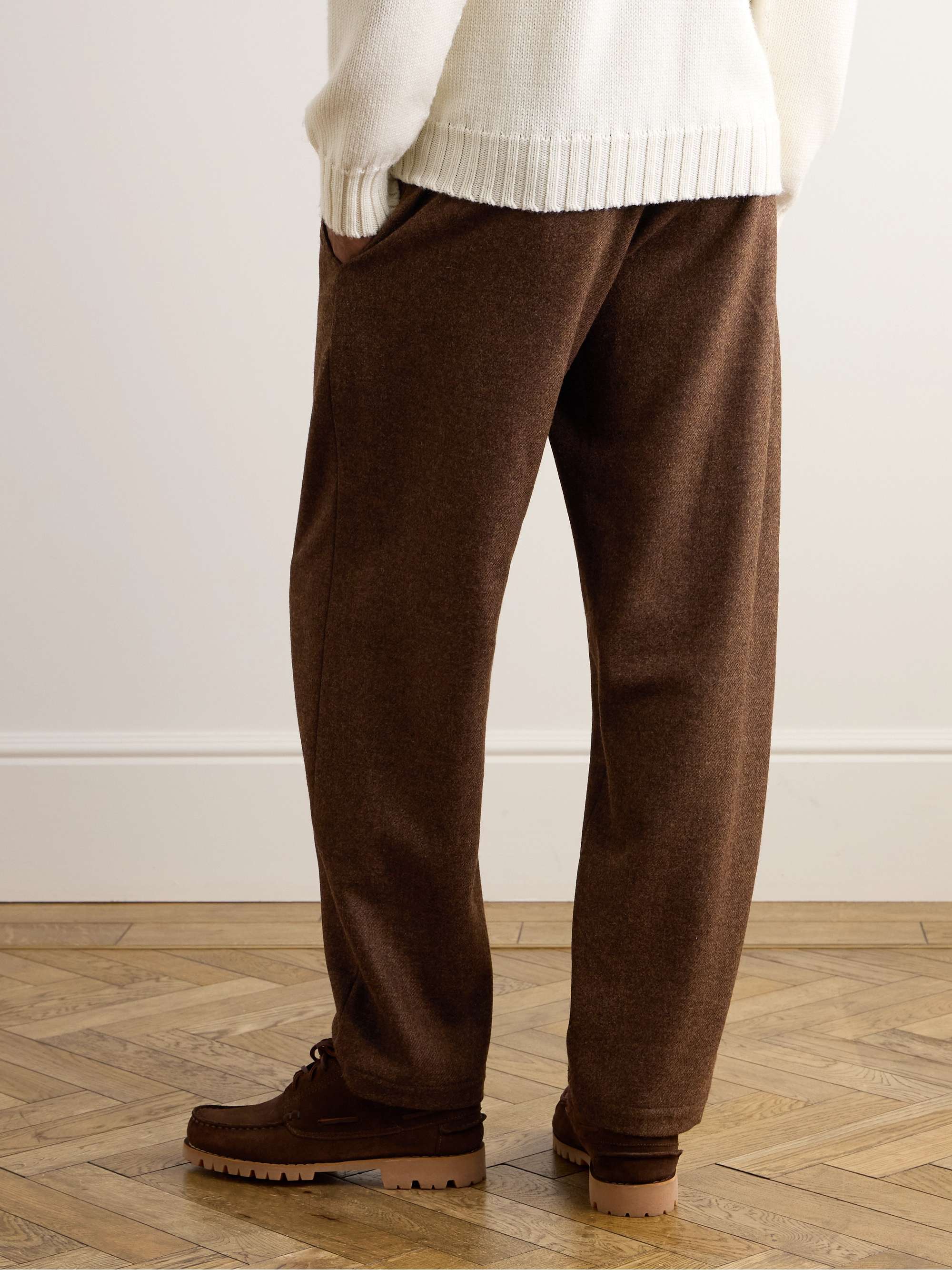 Straight-Leg Wool-Twill Drawstring Trousers view