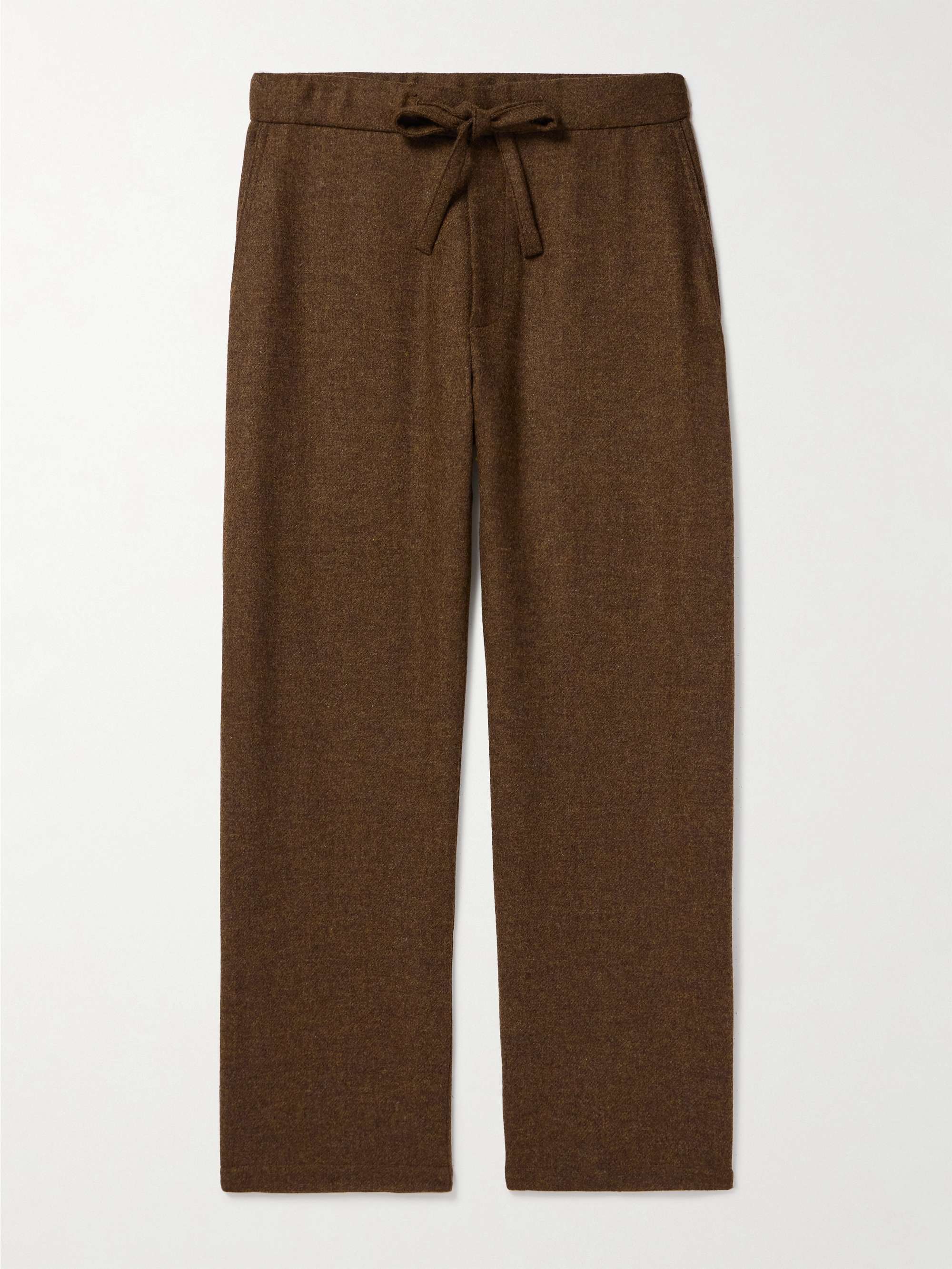 Straight-Leg Wool-Twill Drawstring Trousers view