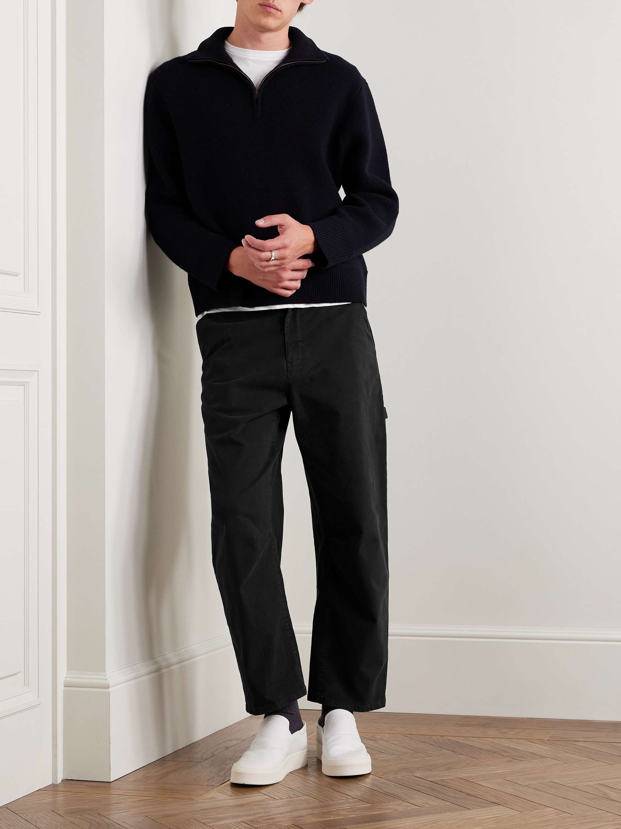 Carpenter Straight-Leg Cropped Stretch-Cotton Twill Trousers view